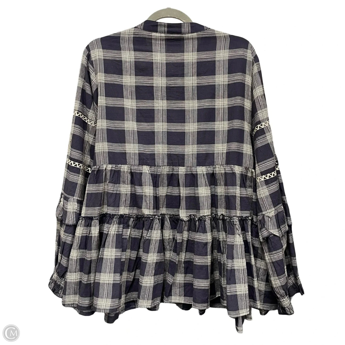 Top Long Sleeve By Ivy Jane In Blue & Cream, Size: Xl