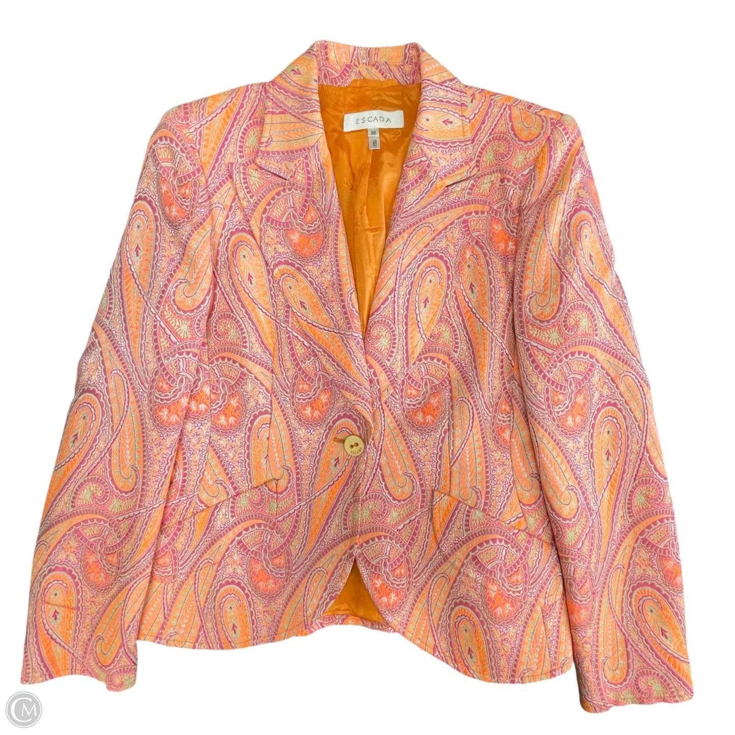 Blazer Designer By Escada In Orange & Pink, Size: 8