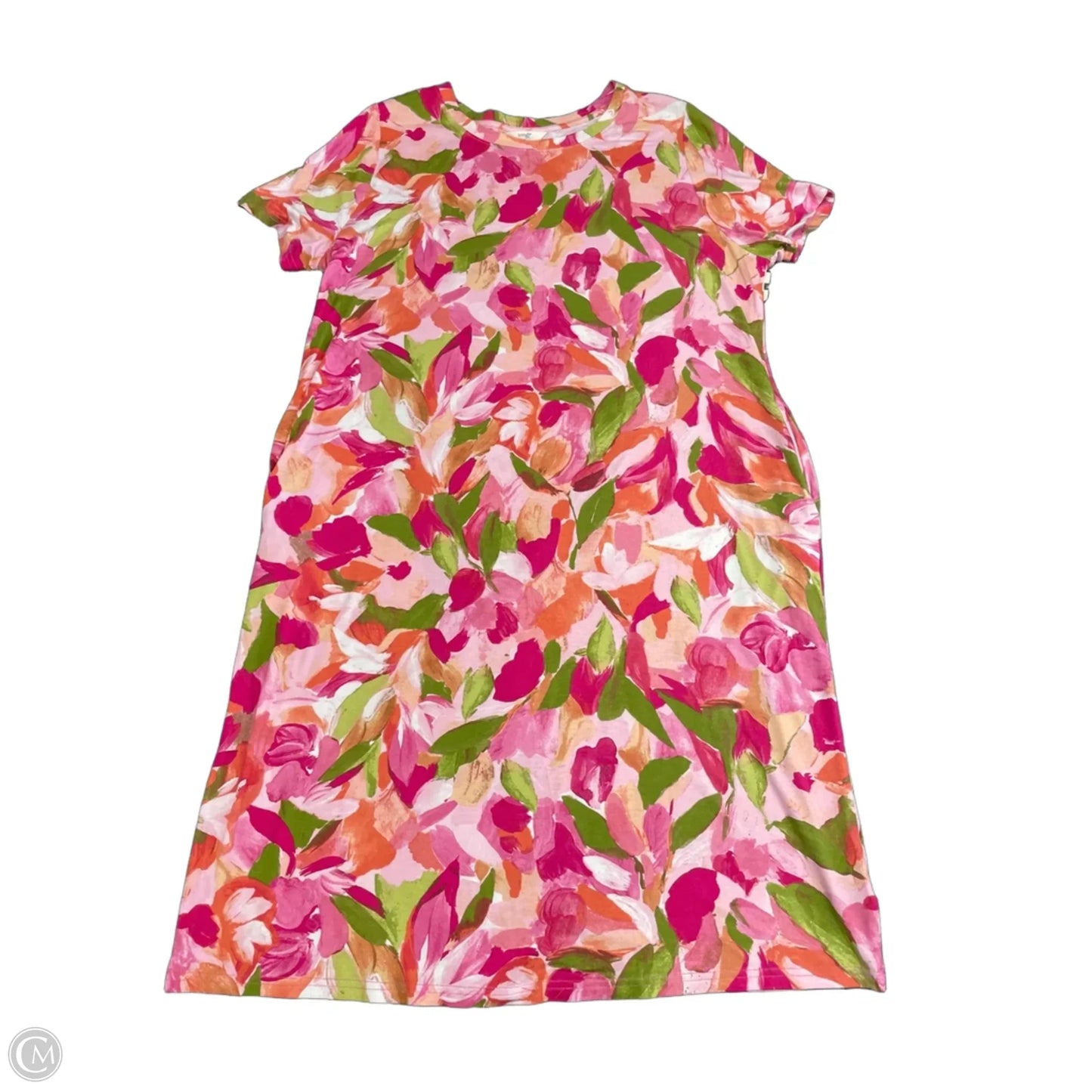 Dress Casual Short By Terra & Sky In Green & Pink, Size: 14