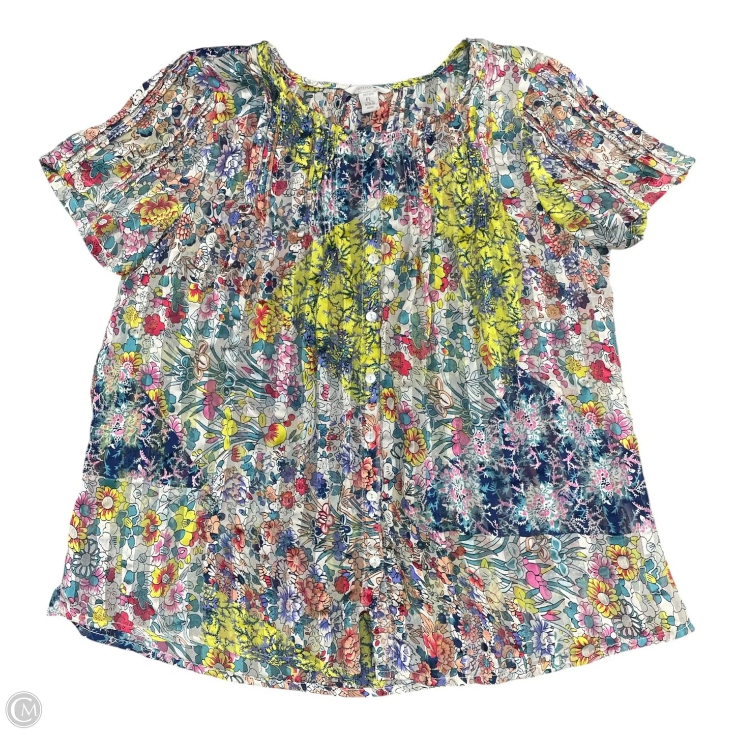 Top Short Sleeve By Intro In Floral Print, Size: Lp