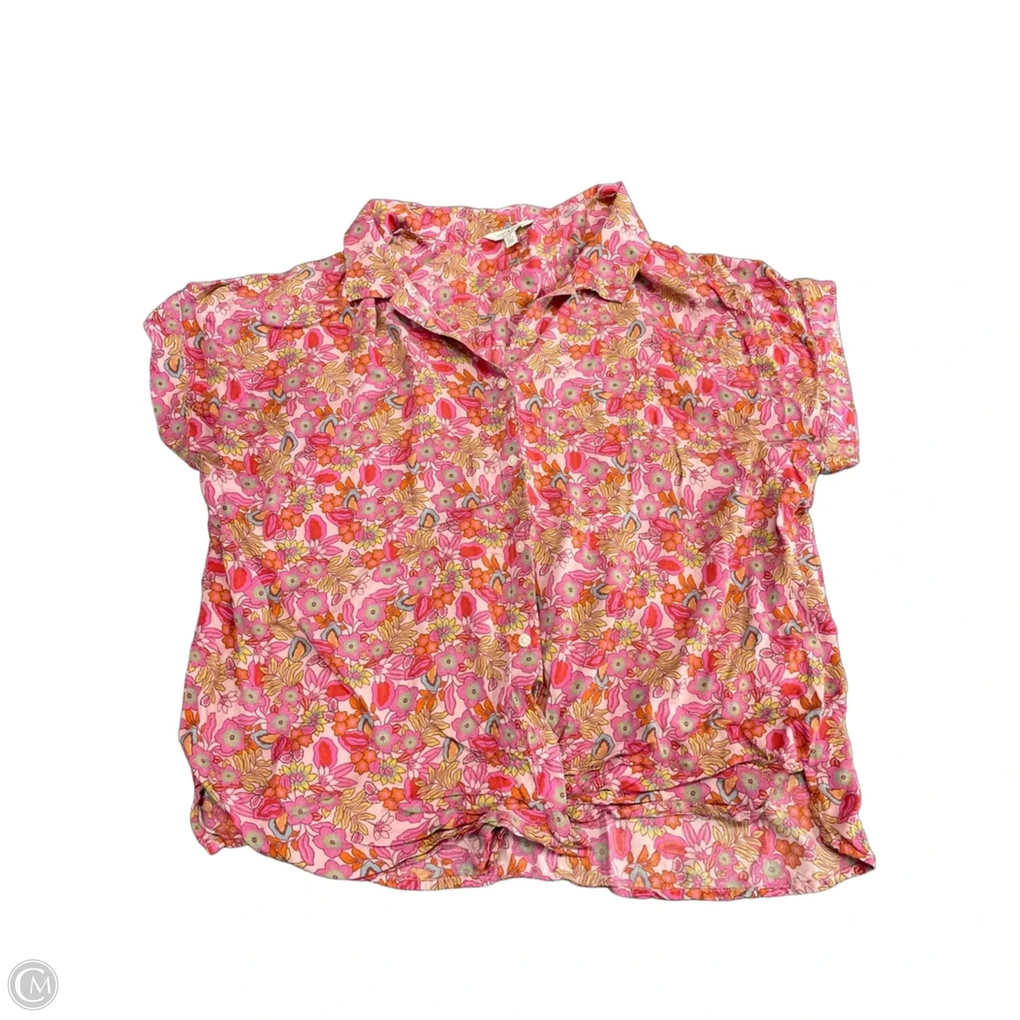 Top Short Sleeve By Lucky Brand In Pink & Red, Size: L