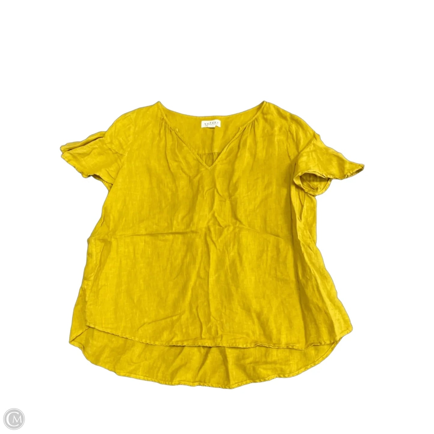 Top Short Sleeve By Velvet By Graham & Spencer In Yellow, Size: M