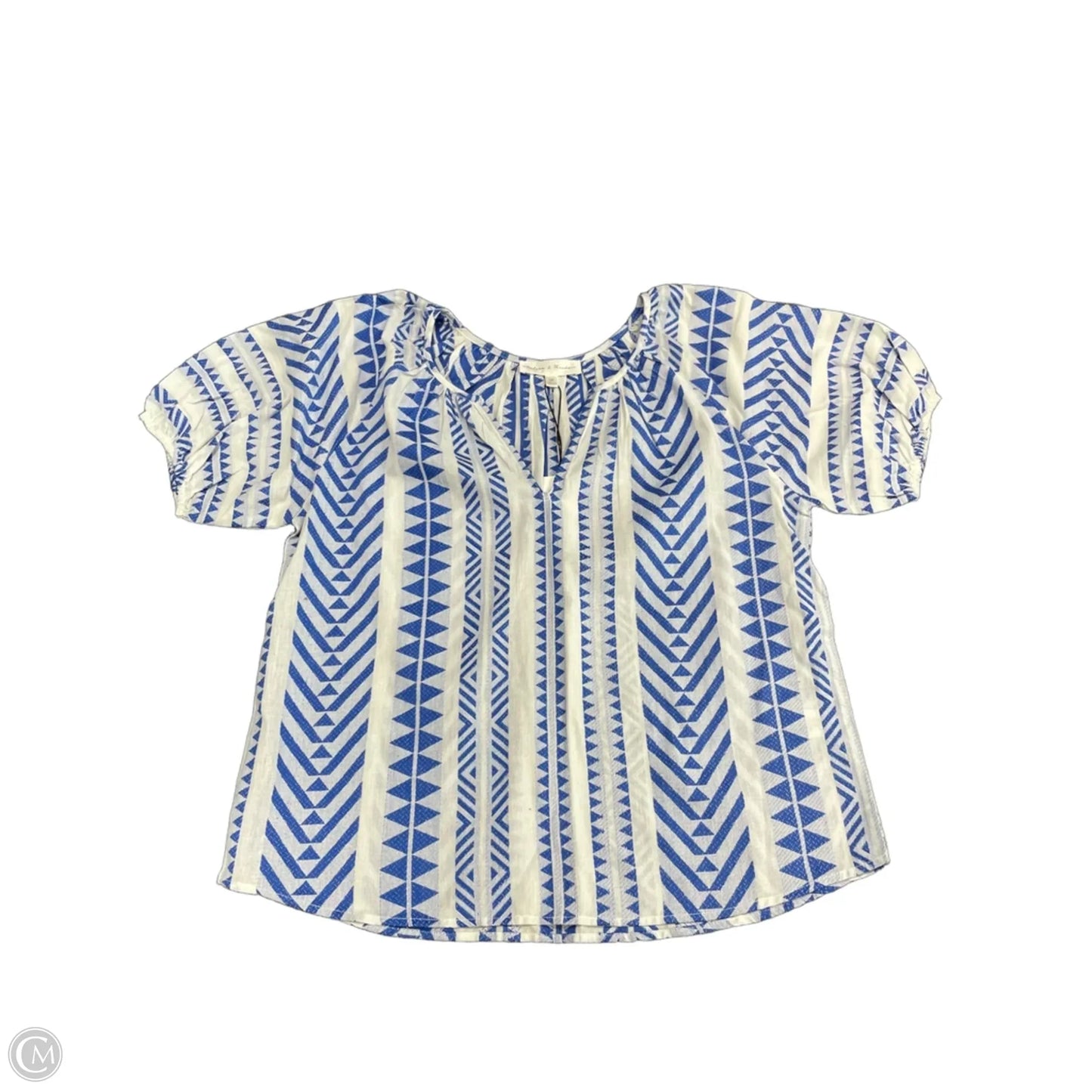 Top Short Sleeve By Chelsea And Theodore In Blue & White, Size: S