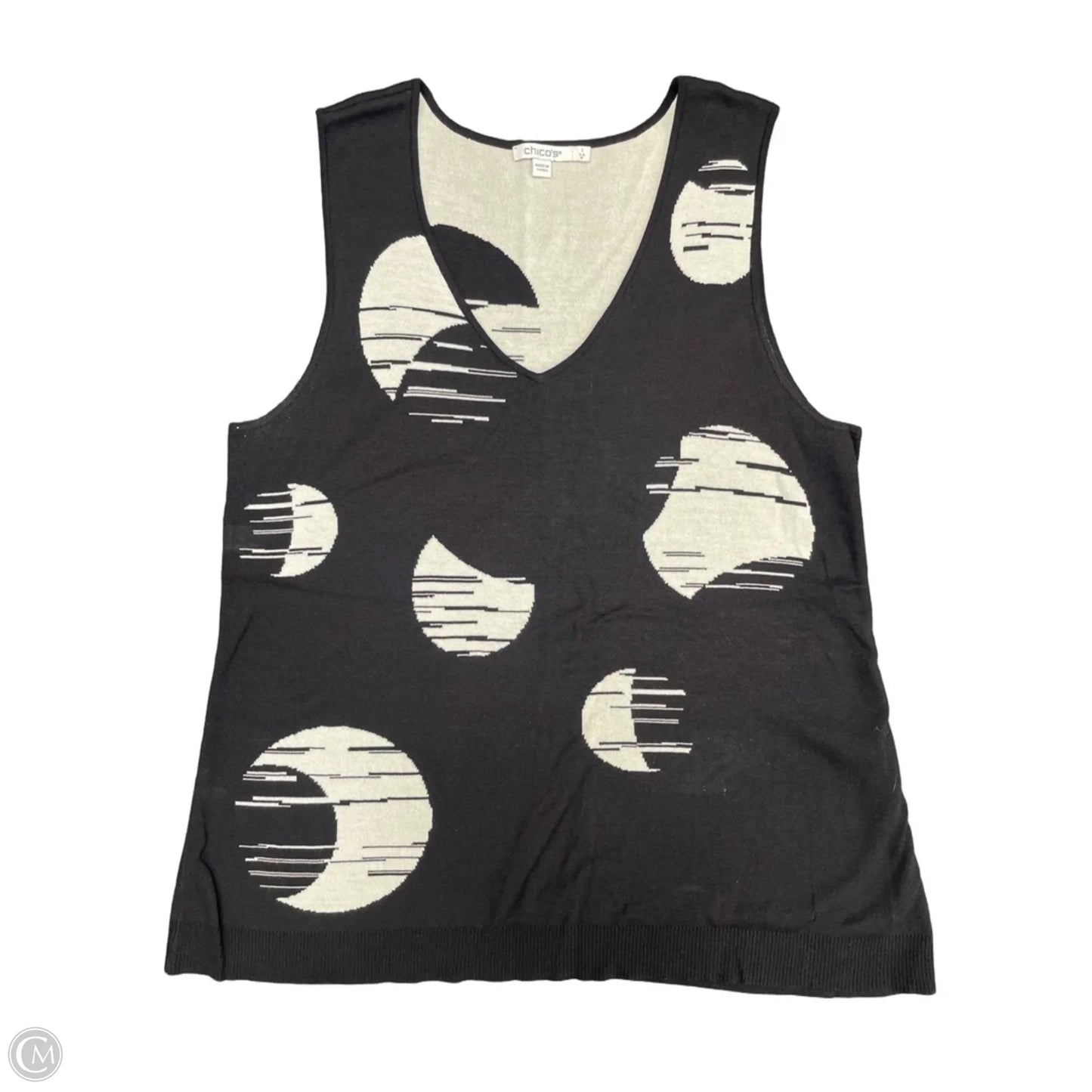 Top Sleeveless By Chicos In Black & White, Size: M