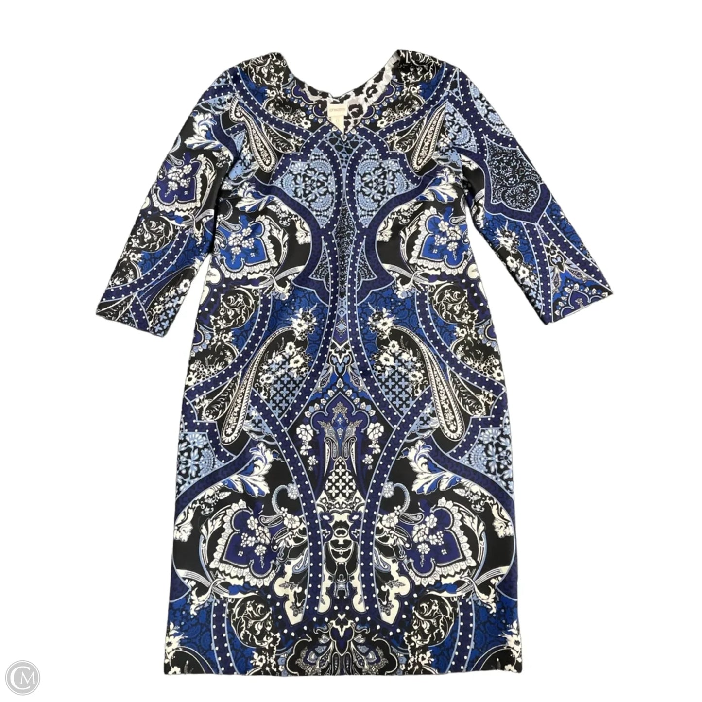 Dress Casual Midi By Chicos In Blue & White, Size: S