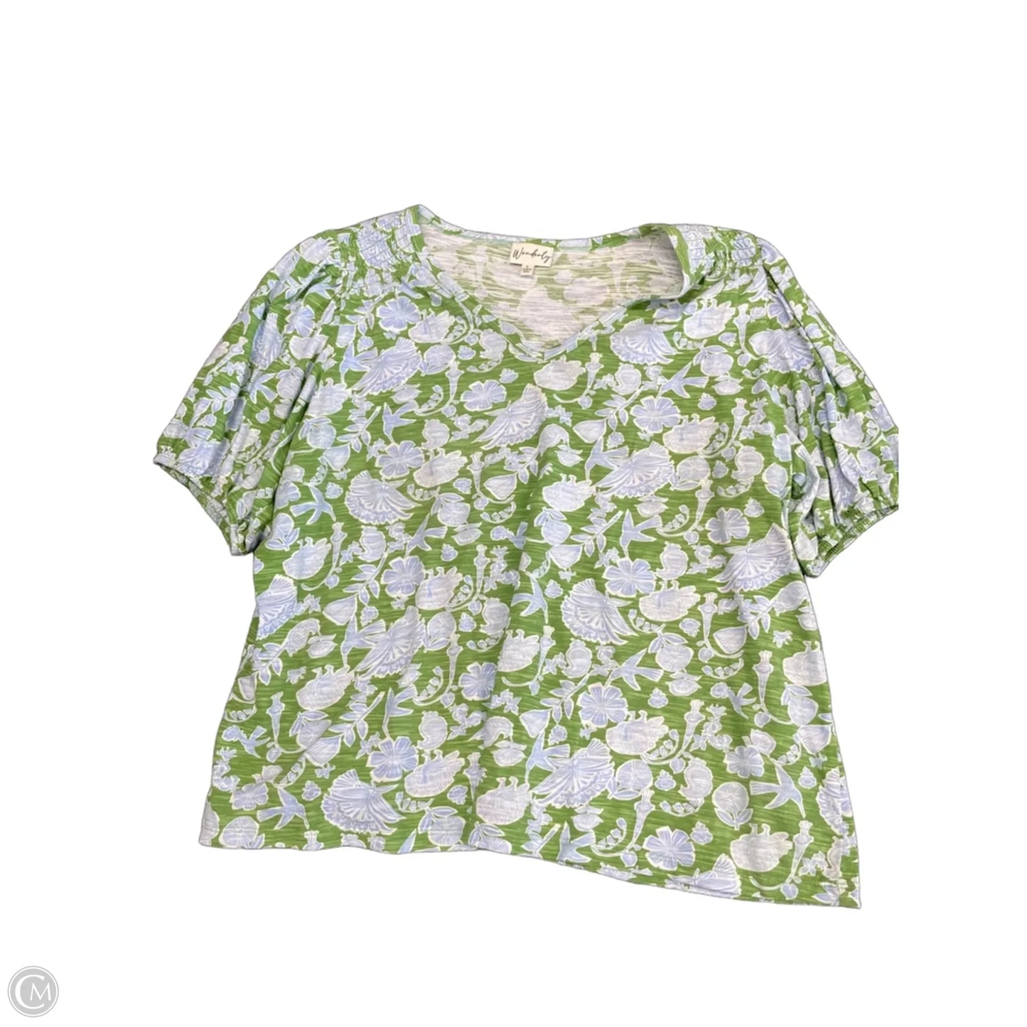 Top Short Sleeve By Wonderly In Blue & Green, Size: L