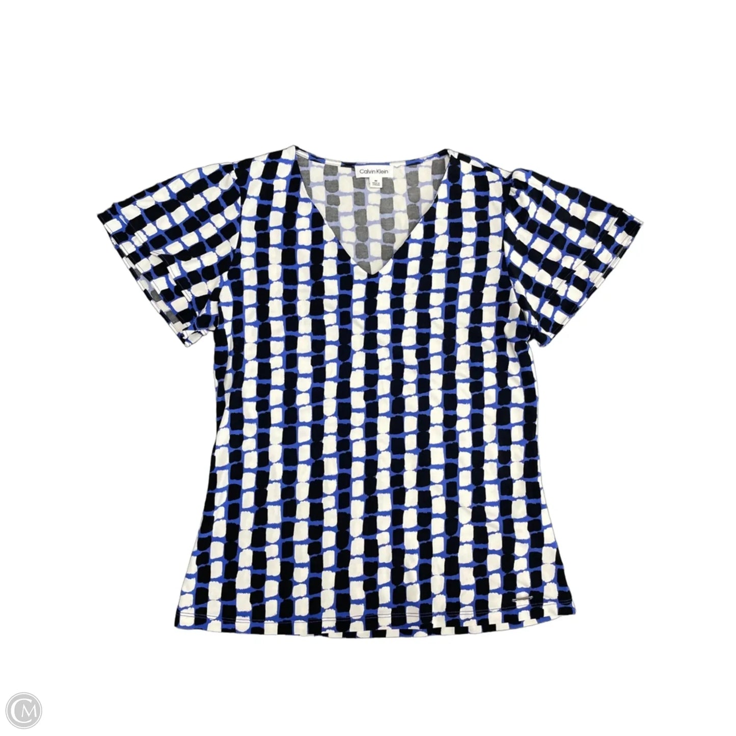Top Short Sleeve By Calvin Klein In Black & Blue, Size: M