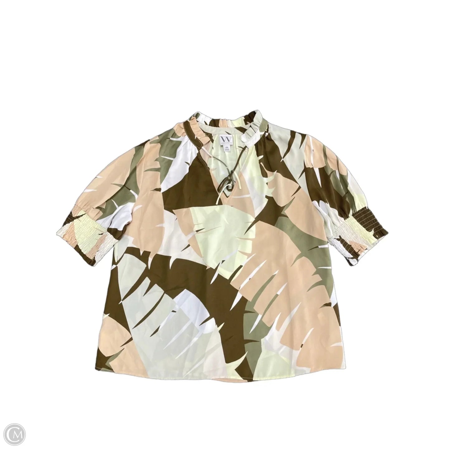 Top Short Sleeve By Worthington In Brown & Green, Size: Mp