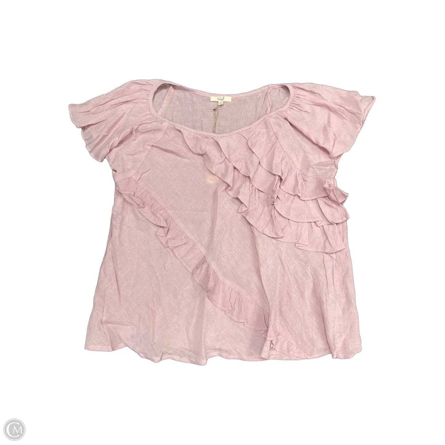 Top Short Sleeve By Easel In Pink, Size: L