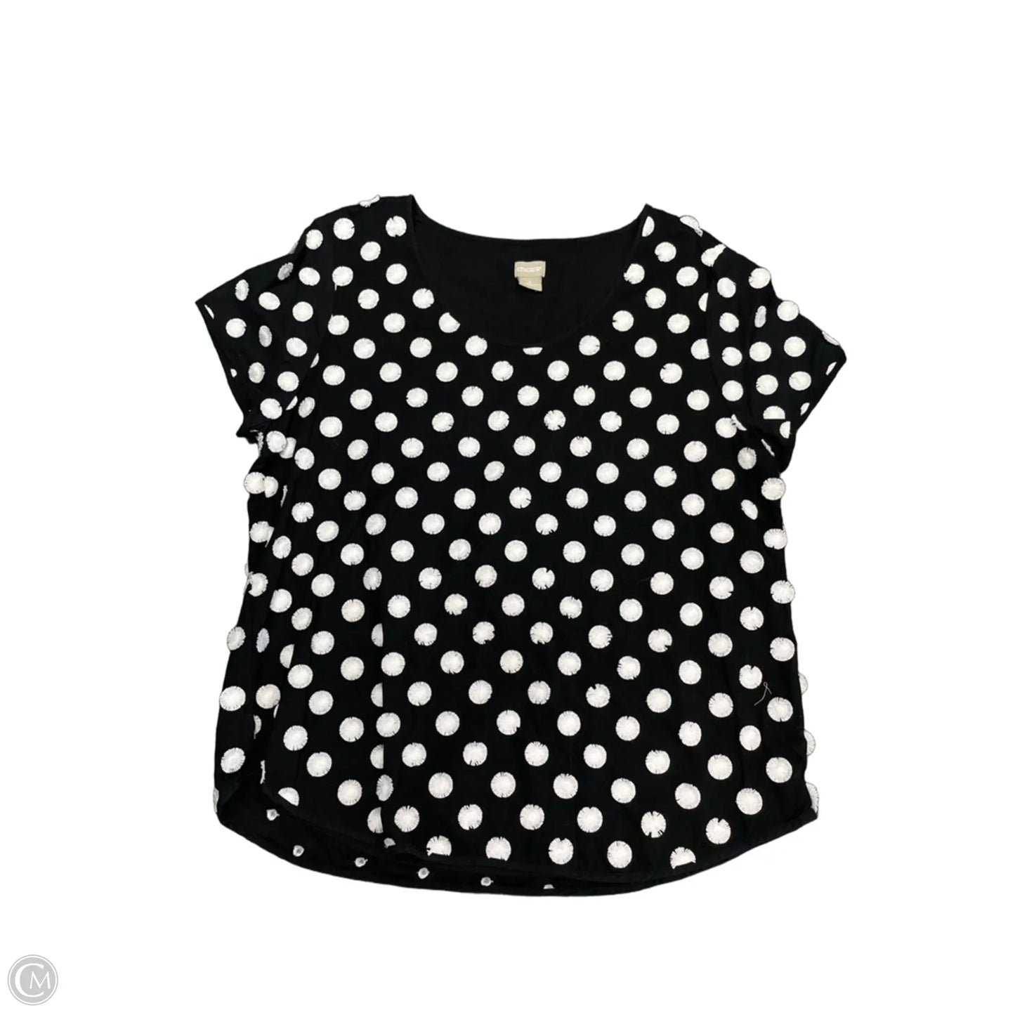 Top Short Sleeve By Chicos In Black & White, Size: L
