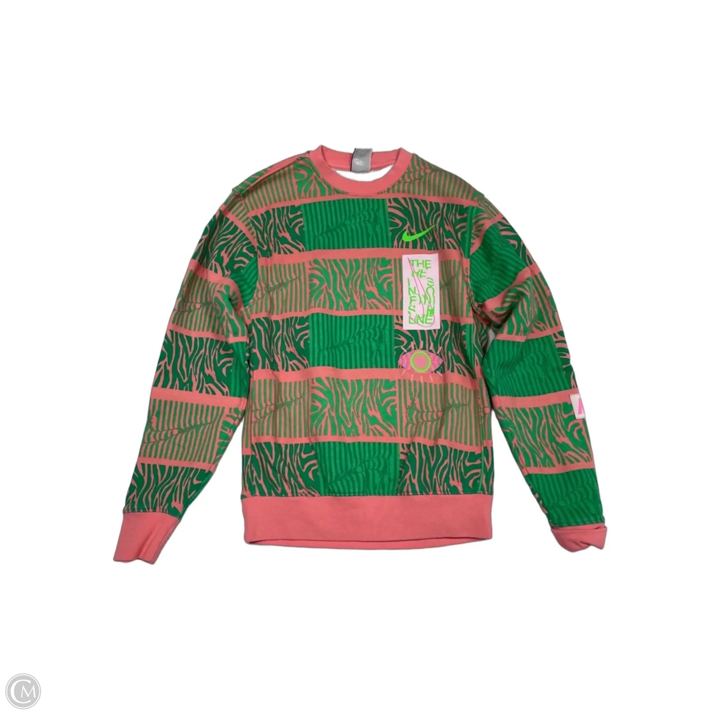 Sweatshirt Crewneck By Nike Apparel In Green & Pink, Size: Xs