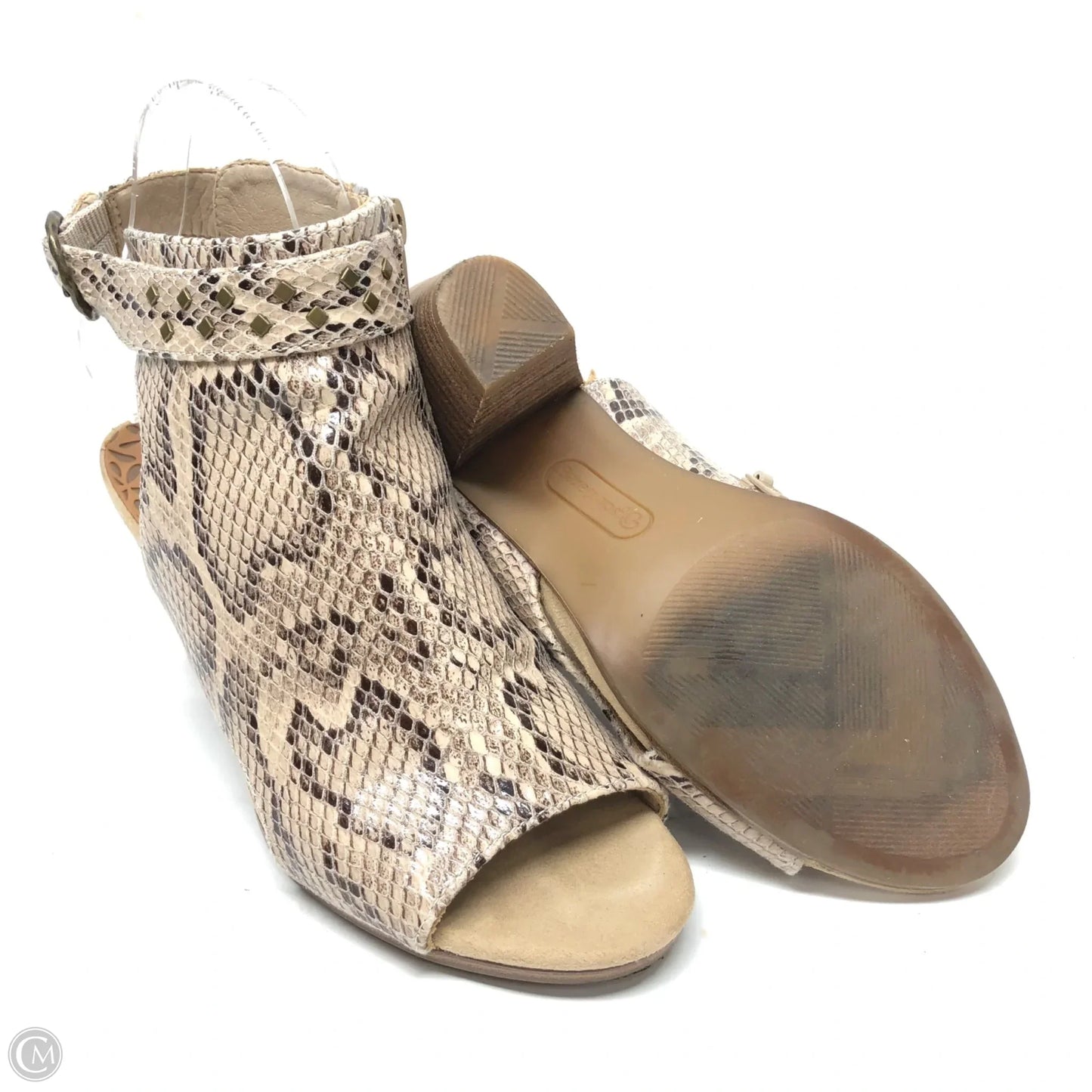 Sandals Heels Block By Bare Traps In Snakeskin Print, Size: 6.5