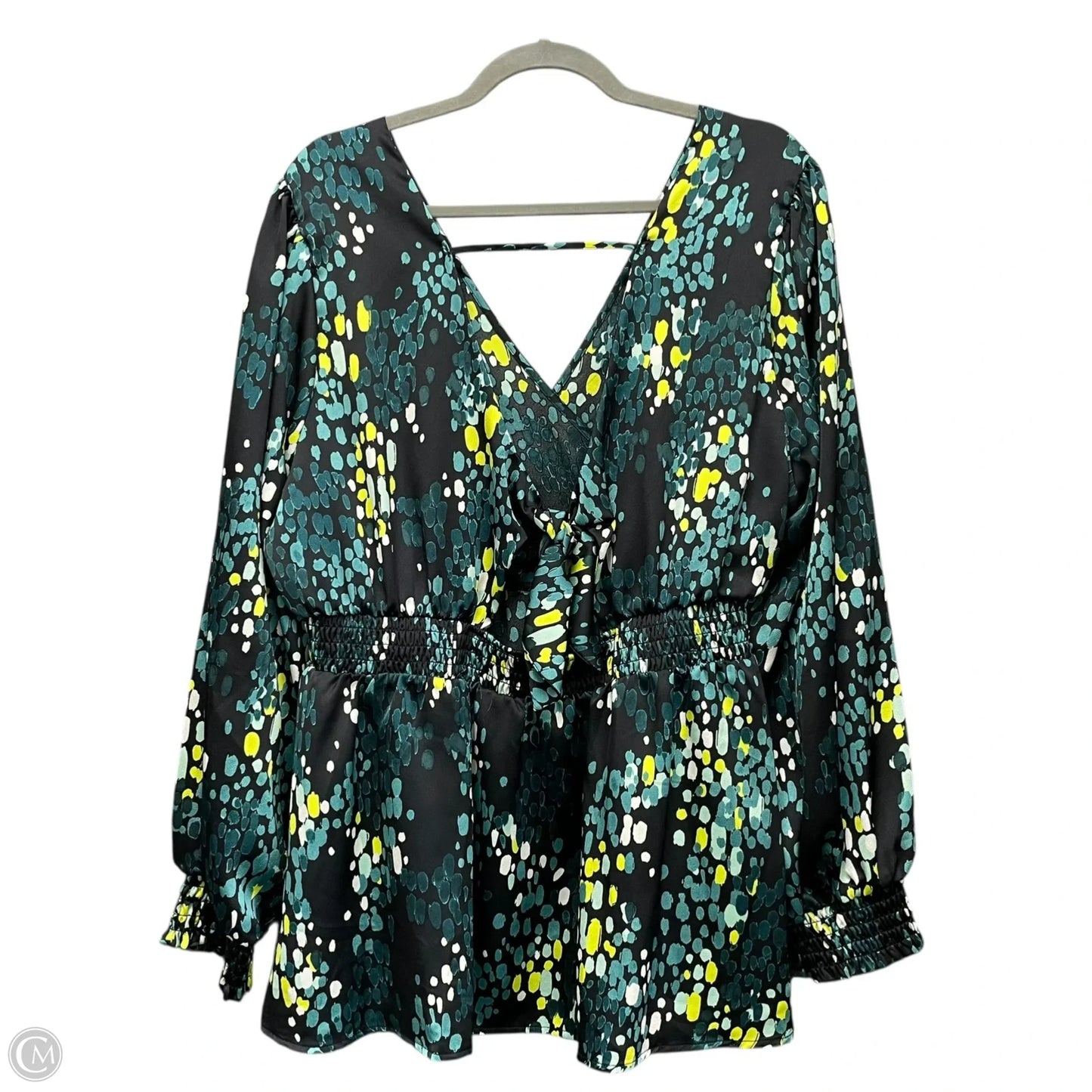 Blouse Long Sleeve By Torrid In Black & Green, Size: 1x