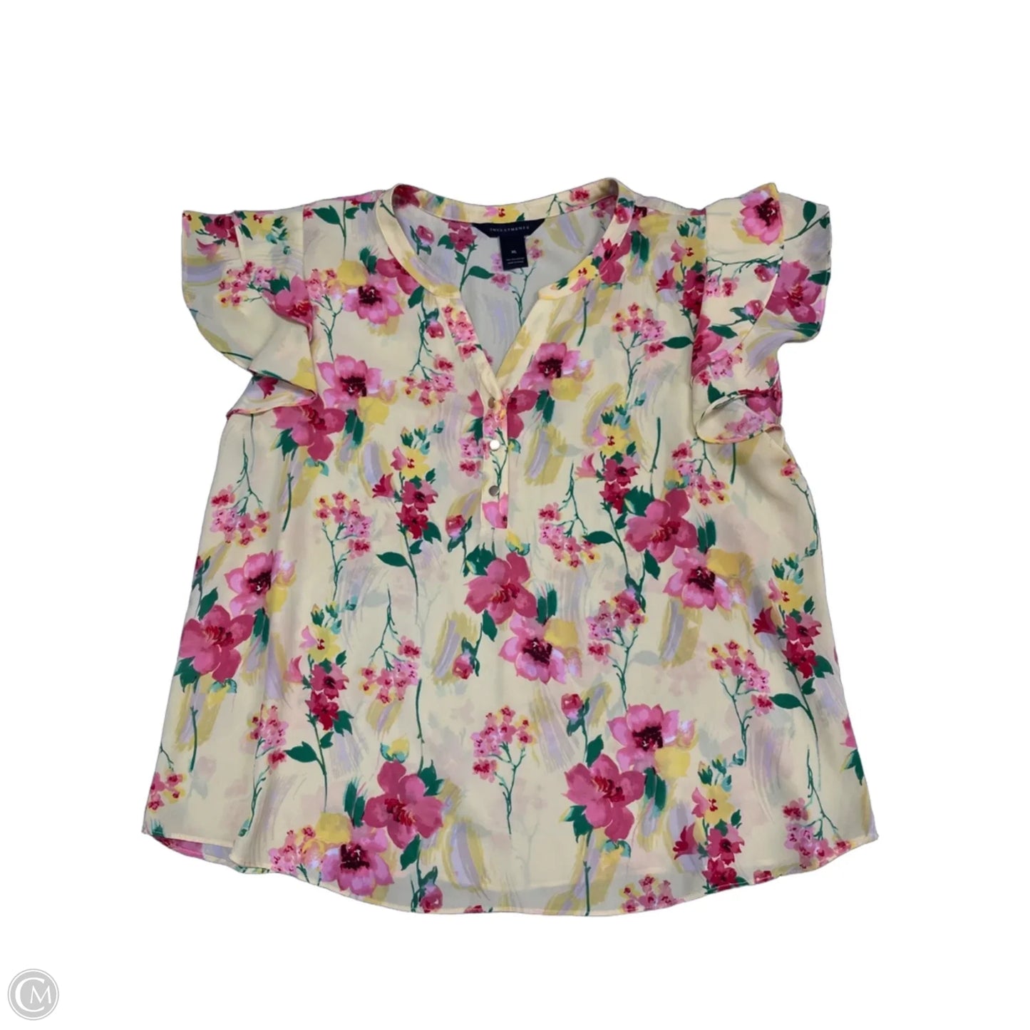 Top Short Sleeve By Investments In Yellow, Size: Xl