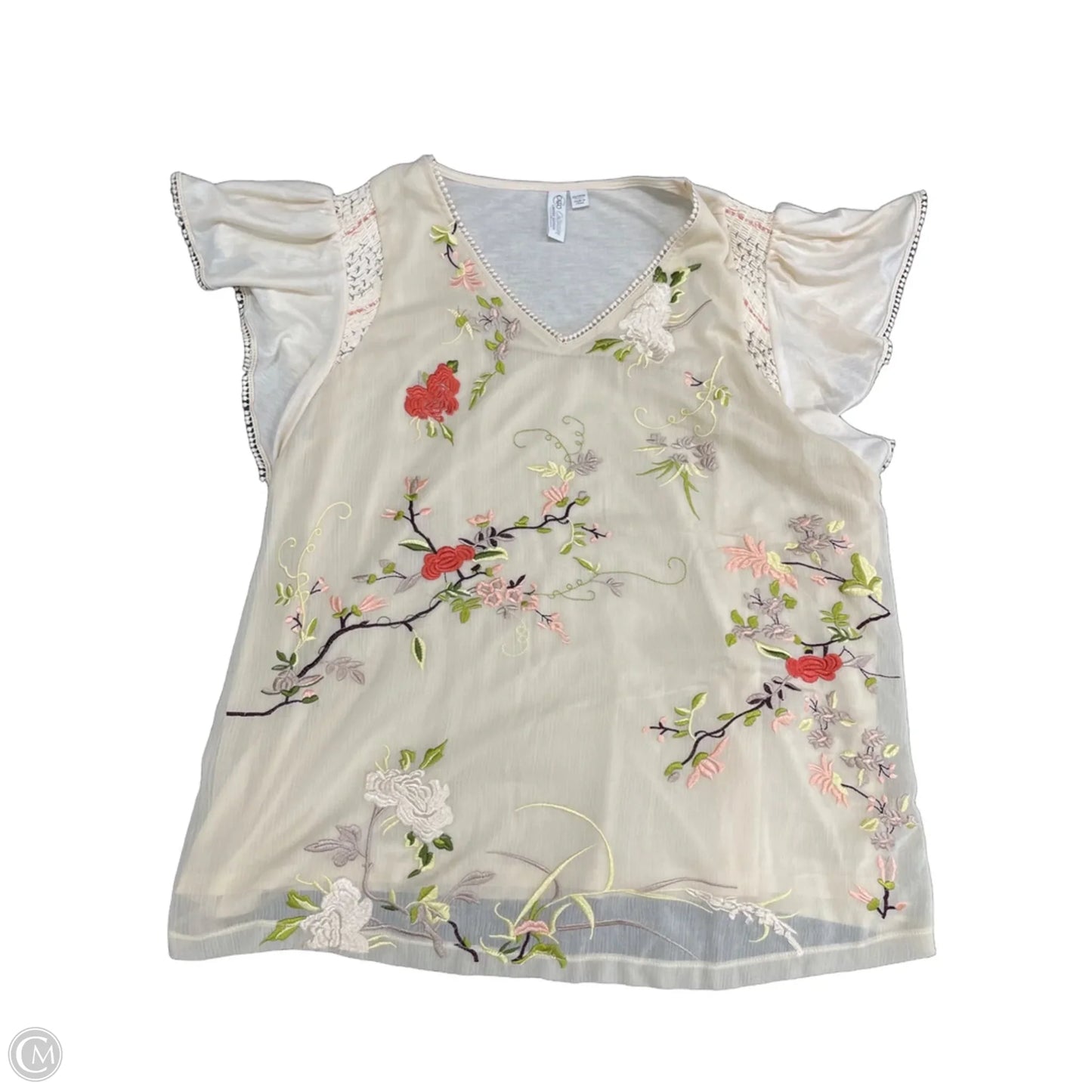 Top Short Sleeve By Cato In Beige, Size: 20