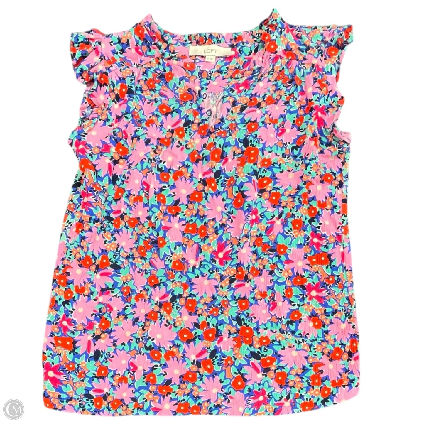 Top Short Sleeve By Loft In Floral Print, Size: Xs