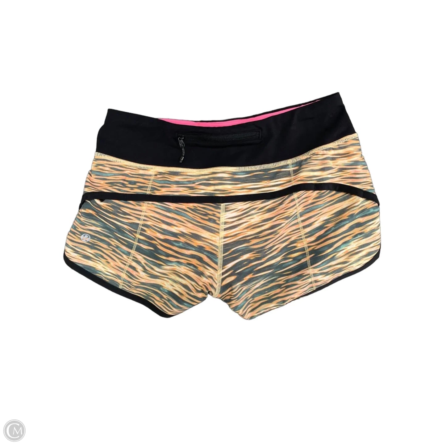 Athletic Shorts By Lululemon In Black & Orange, Size: 2