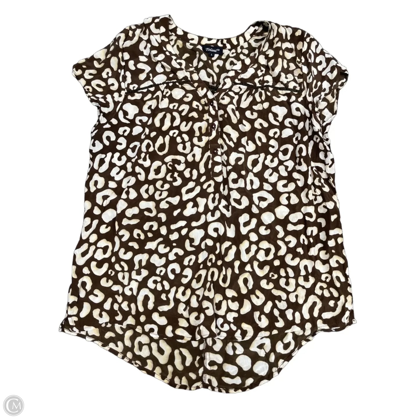 Top Short Sleeve By Tolani In Brown, Size: L