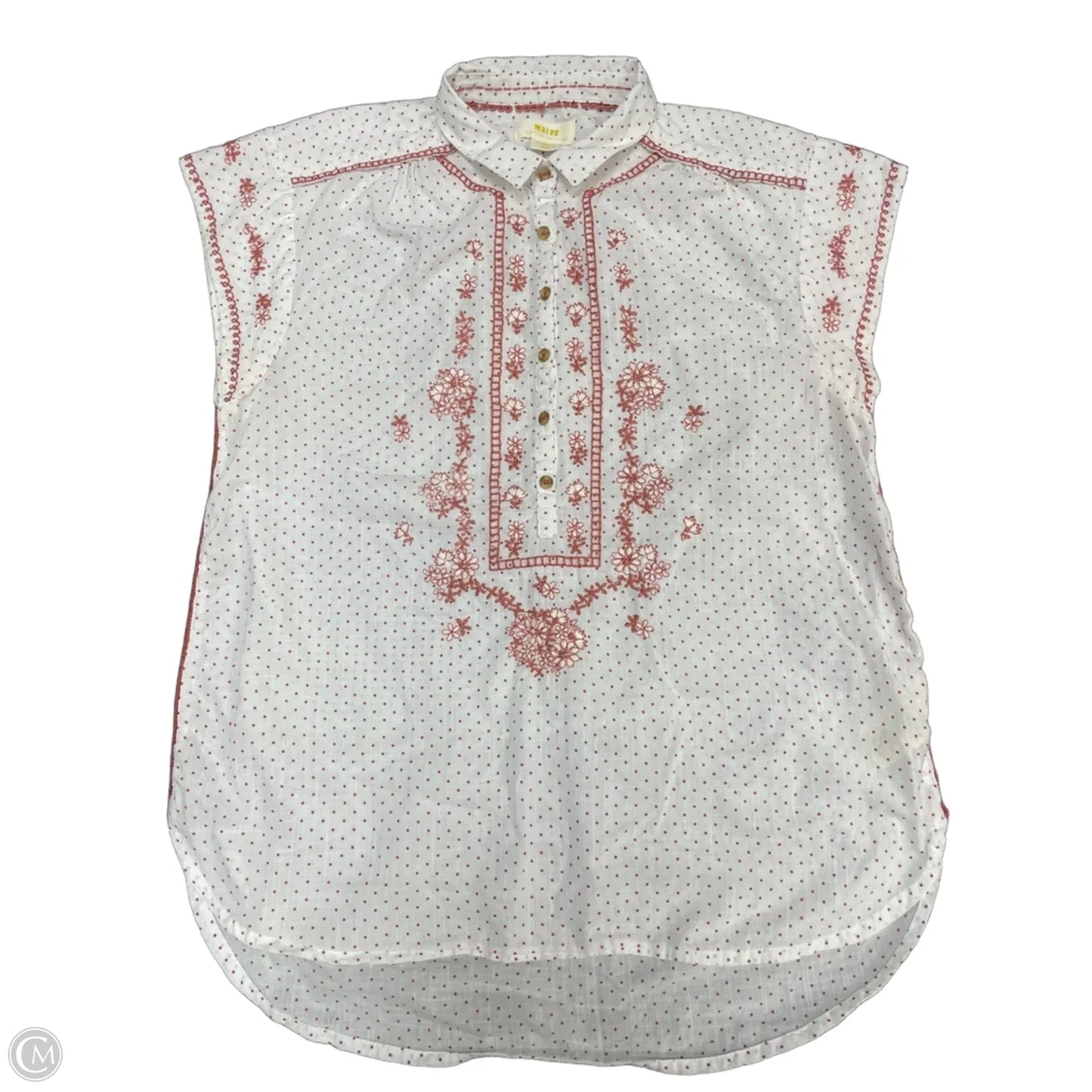 Top Short Sleeve By Maeve In Pink & White, Size: Xs