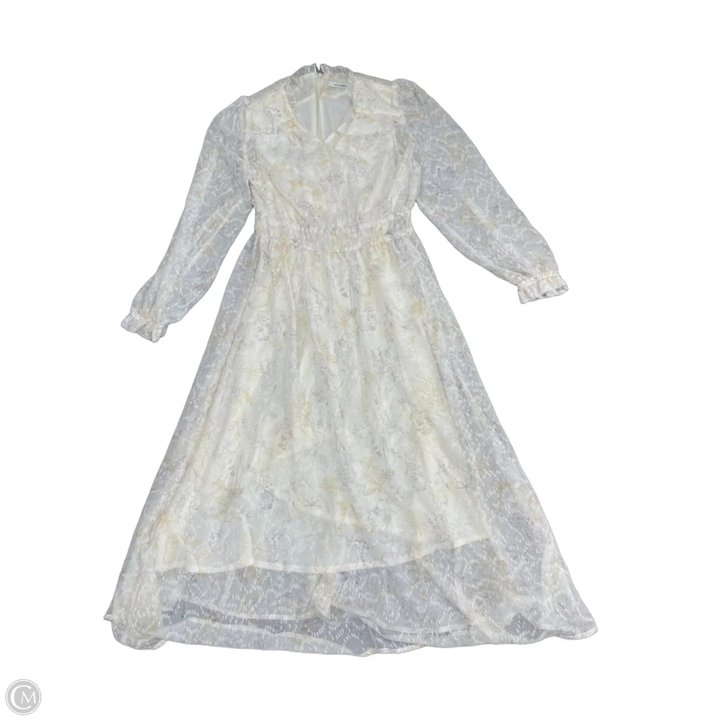 Dress Casual Midi By Clothes Mentor In Cream & Yellow, Size: S