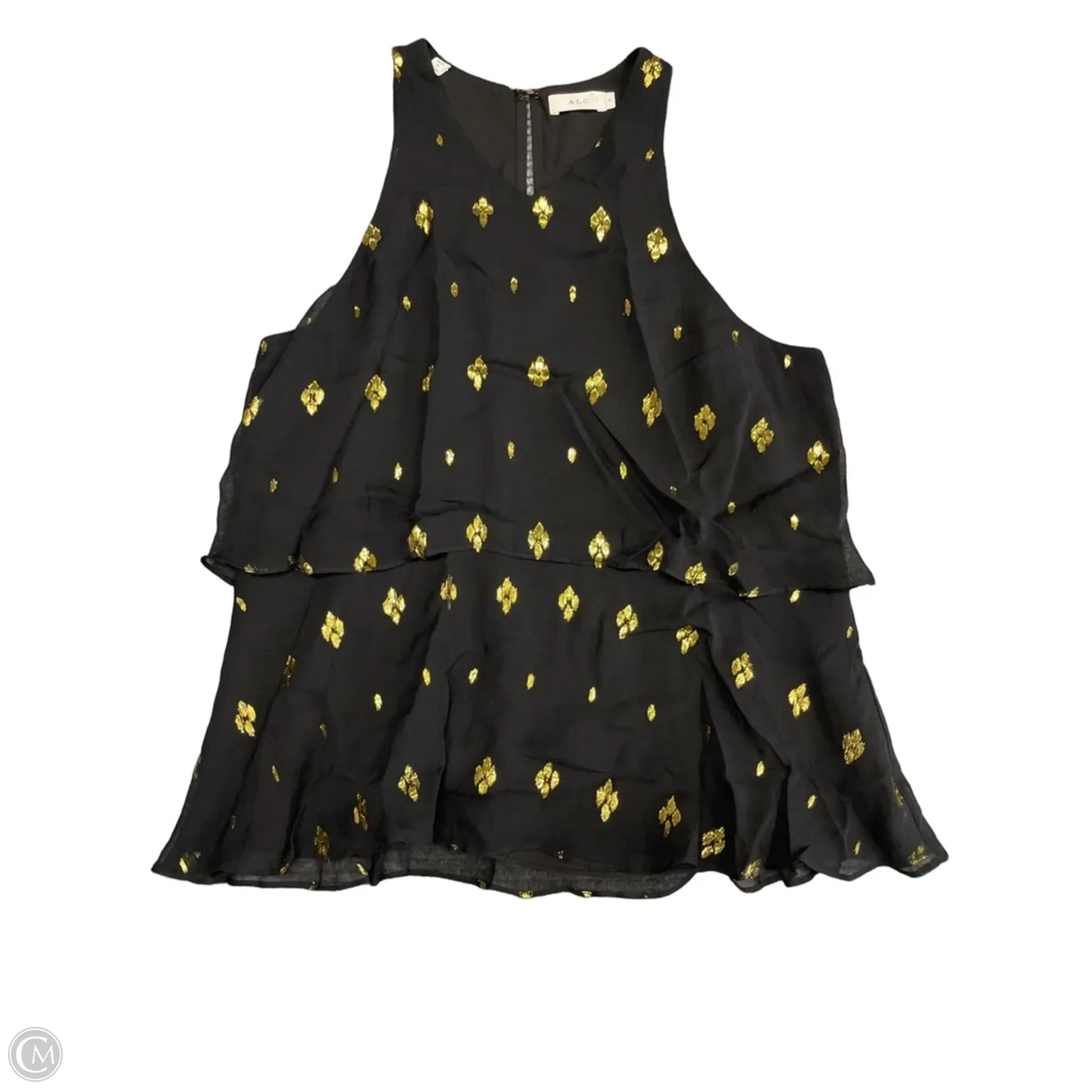 Blouse Sleeveless By Alc In Black & Gold, Size: 4