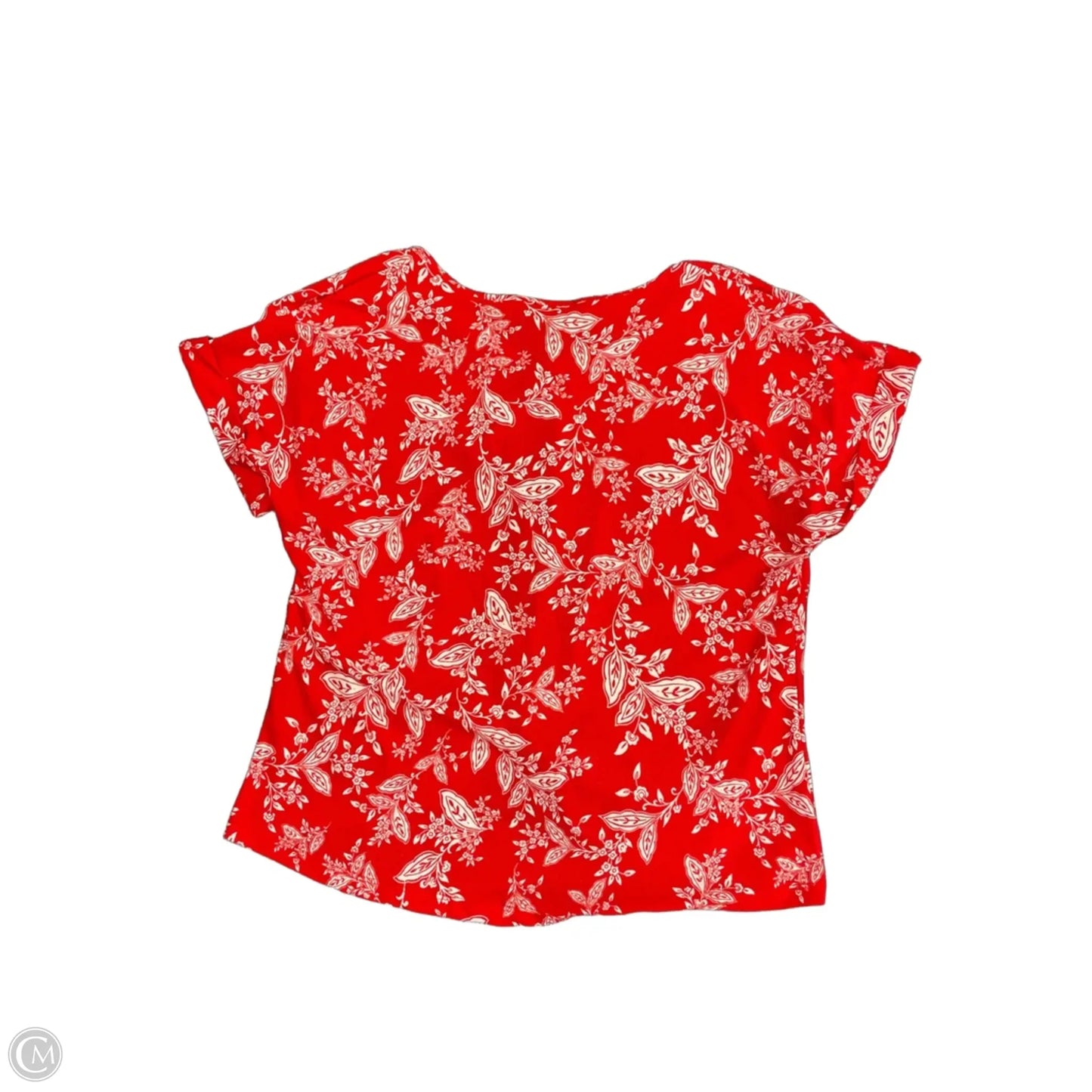 Top Short Sleeve By Auw In Red & White, Size: L