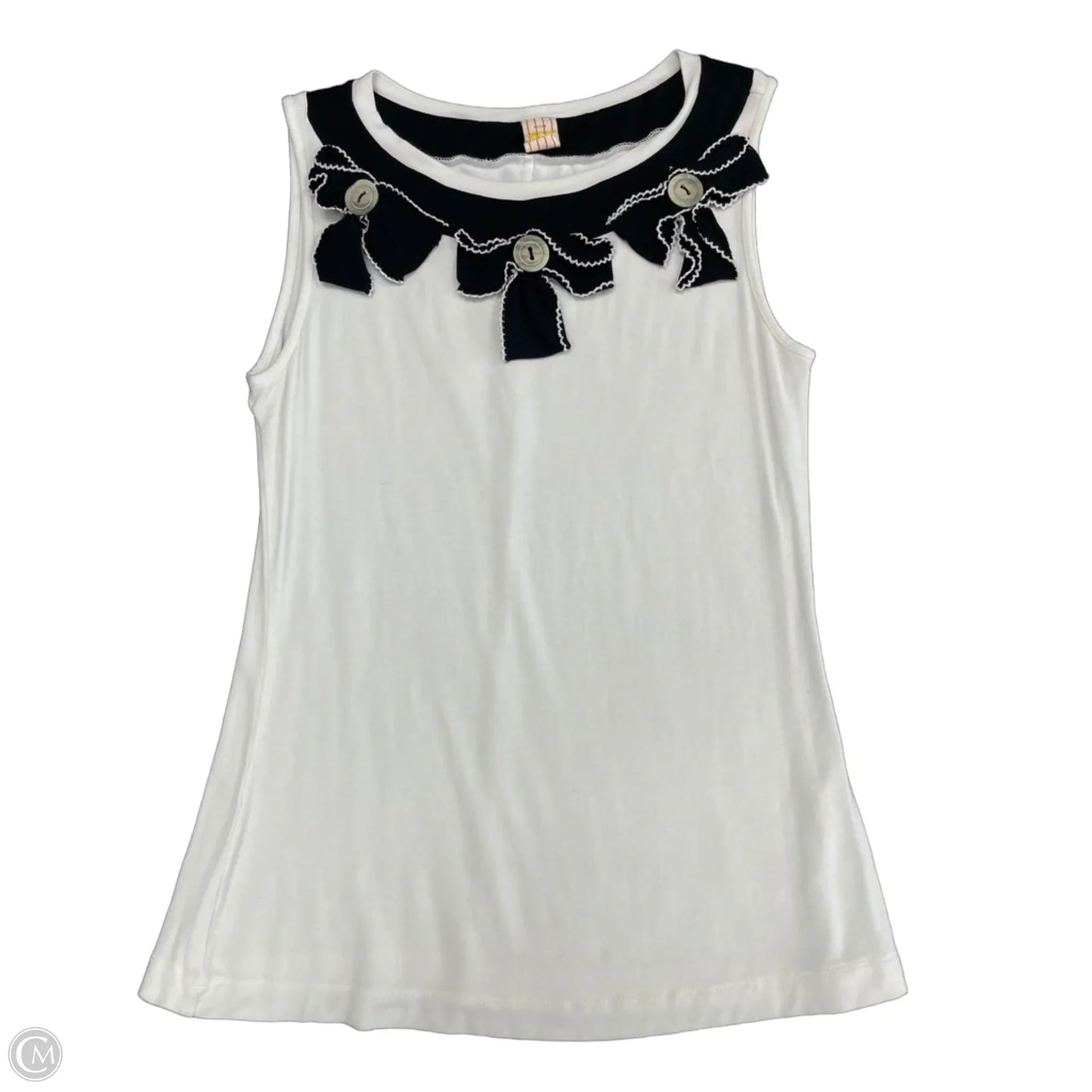 Top Sleeveless By Little Yellow Button In Black & White, Size: S