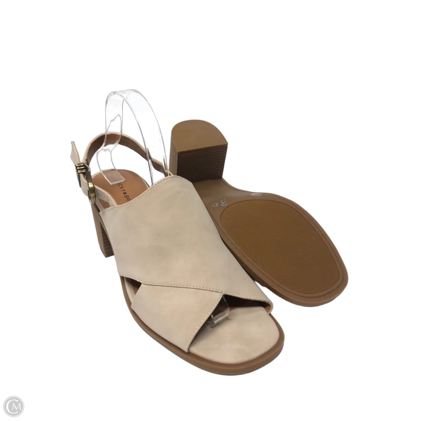 Sandals Heels Block By Lucky Brand In Beige, Size: 10