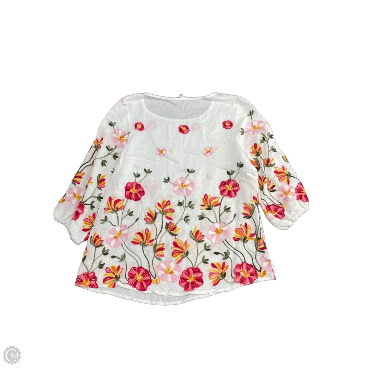 Top 3/4 Sleeve By Clothes Mentor In White, Size: Sp