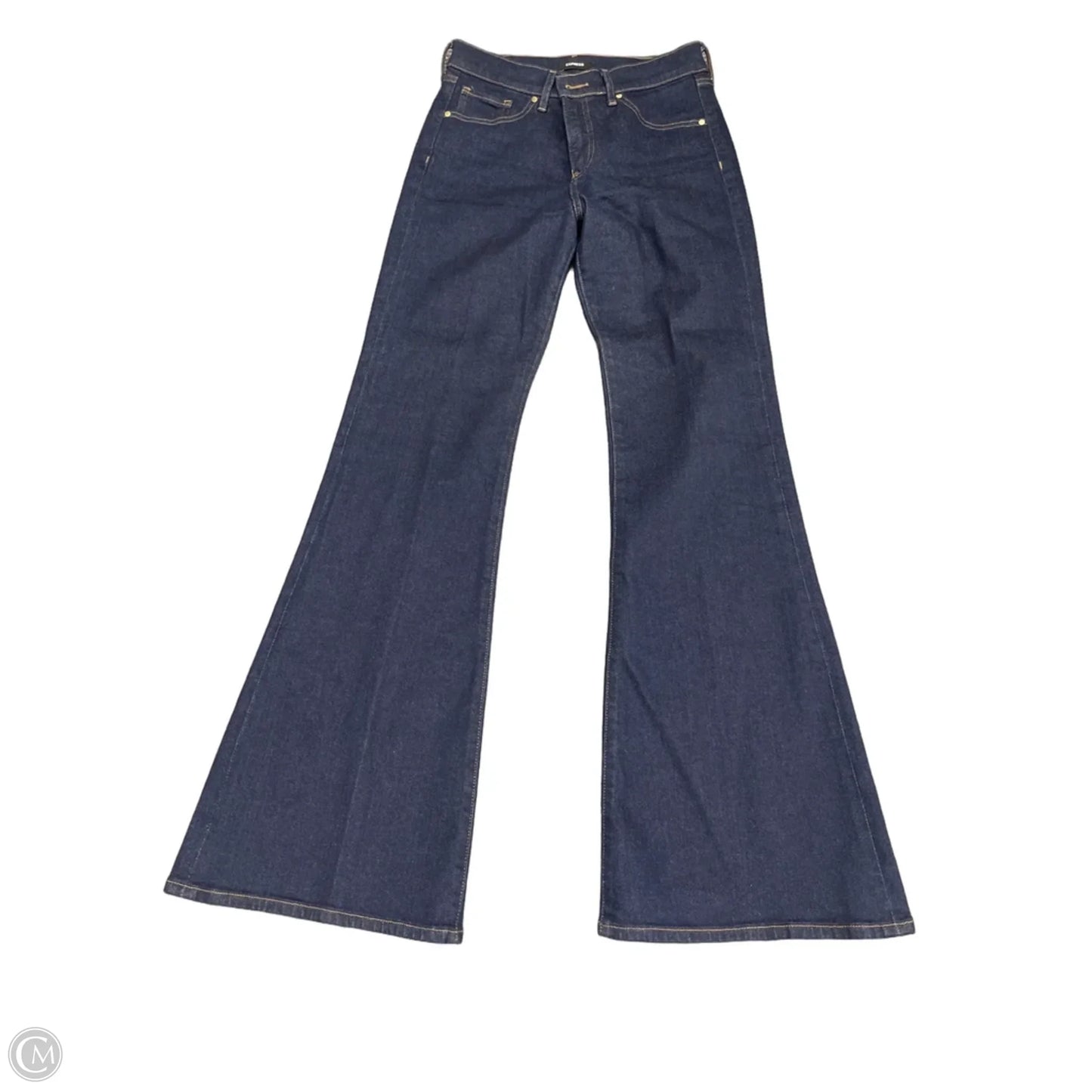 Jeans Flared By Express In Blue Denim, Size: 2
