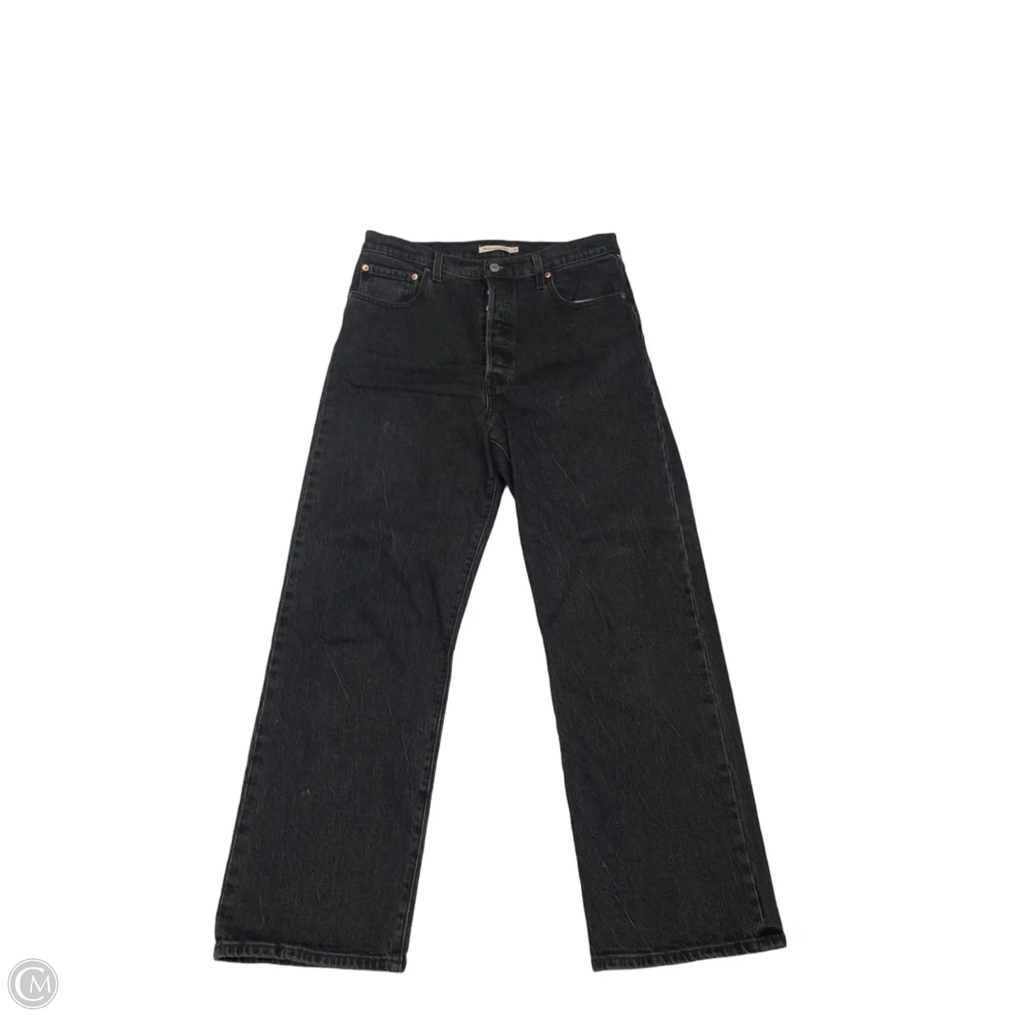 Jeans Straight By Levis In Black Denim, Size: 12