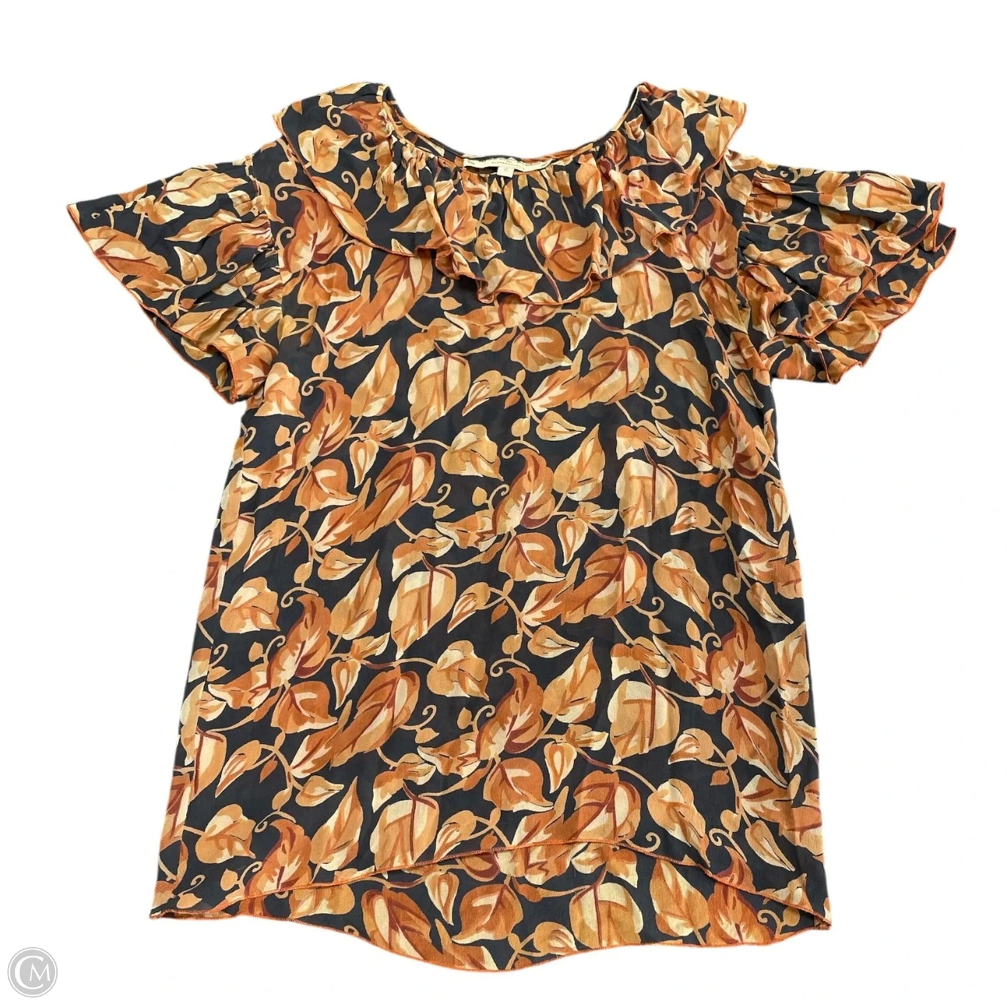 Top Short Sleeve By Anthropologie In Blue & Orange, Size: 6