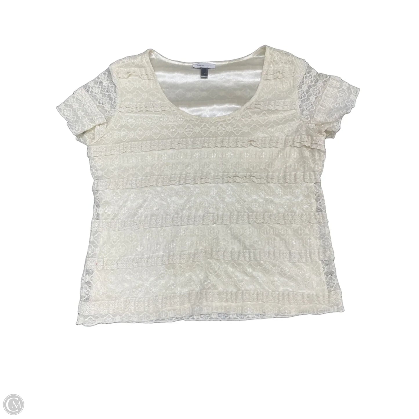 Top Short Sleeve By Clothes Mentor In Cream, Size: L