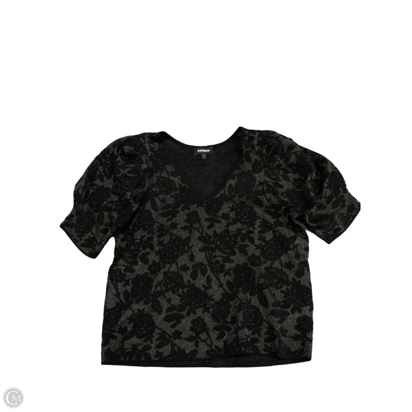 Top Short Sleeve By Express In Black & Silver, Size: L