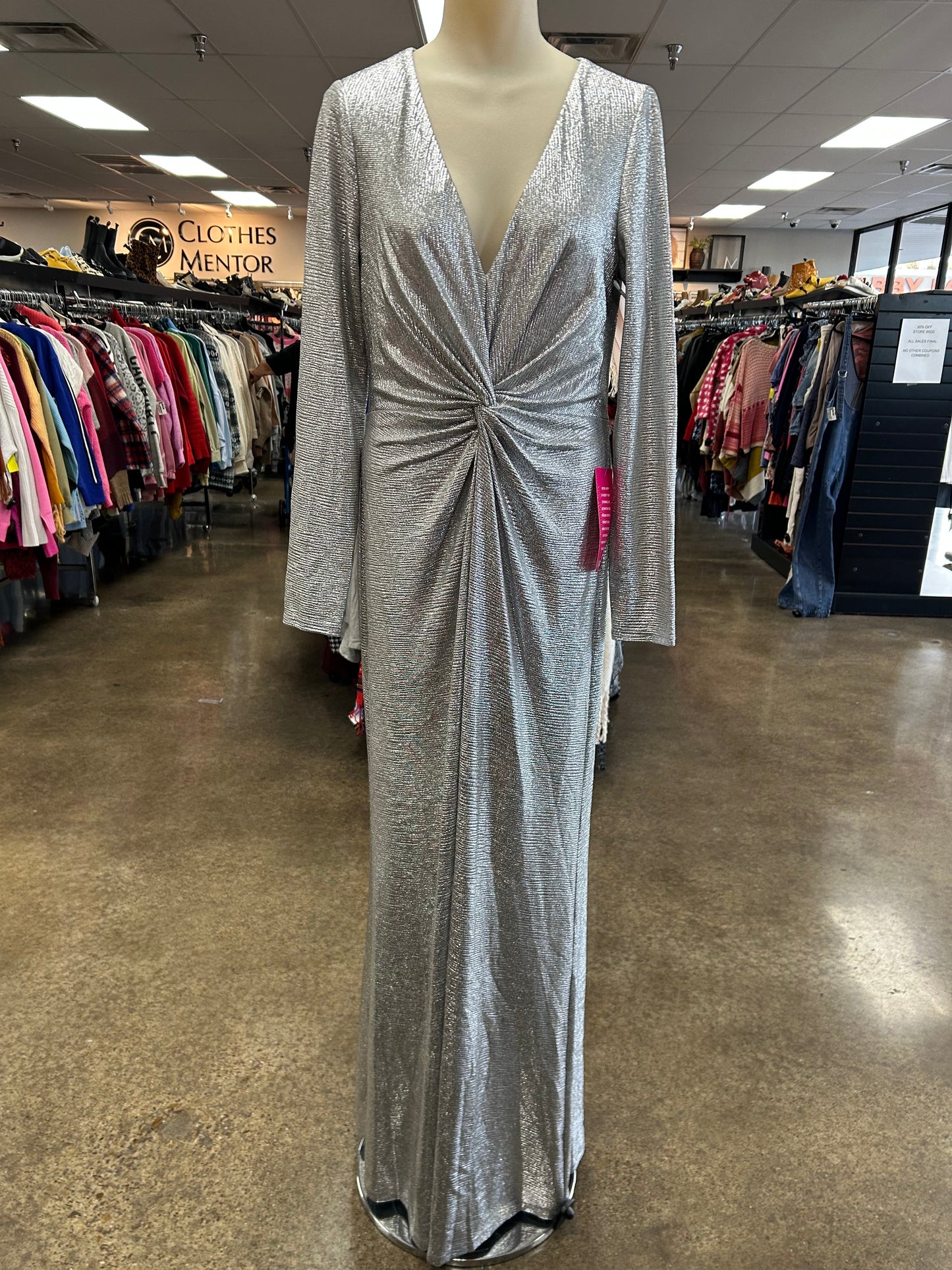 Dress Party Long By Lauren By Ralph Lauren In Silver, Size:10