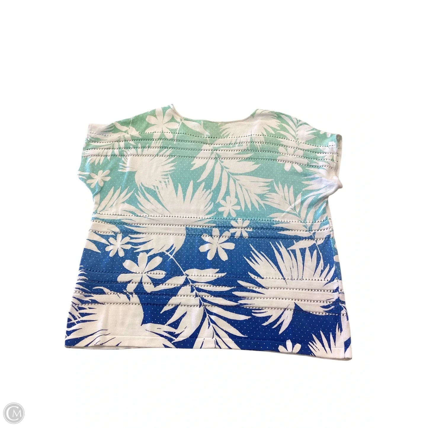 Top Short Sleeve By Chicos In Blue & Green, Size: Xl