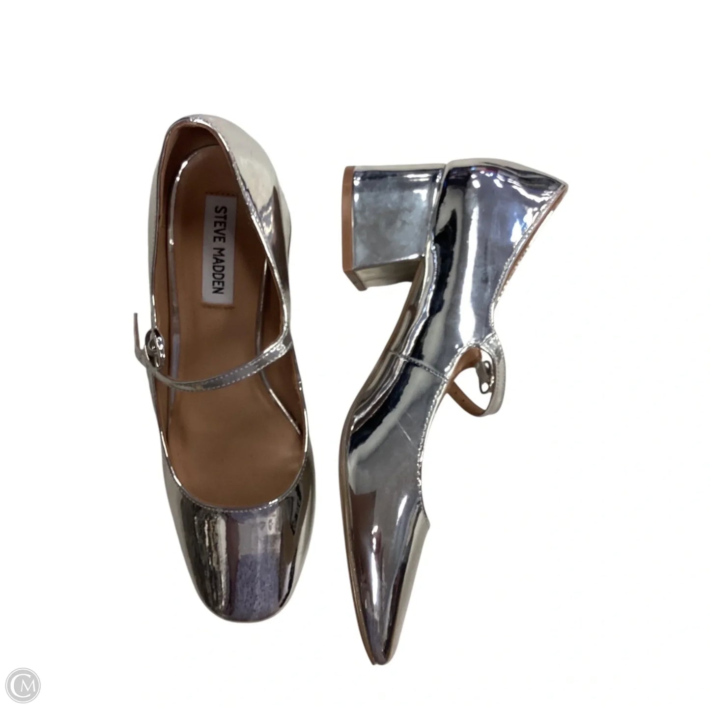 Shoes Heels Block By Steve Madden In Silver, Size: 7.5