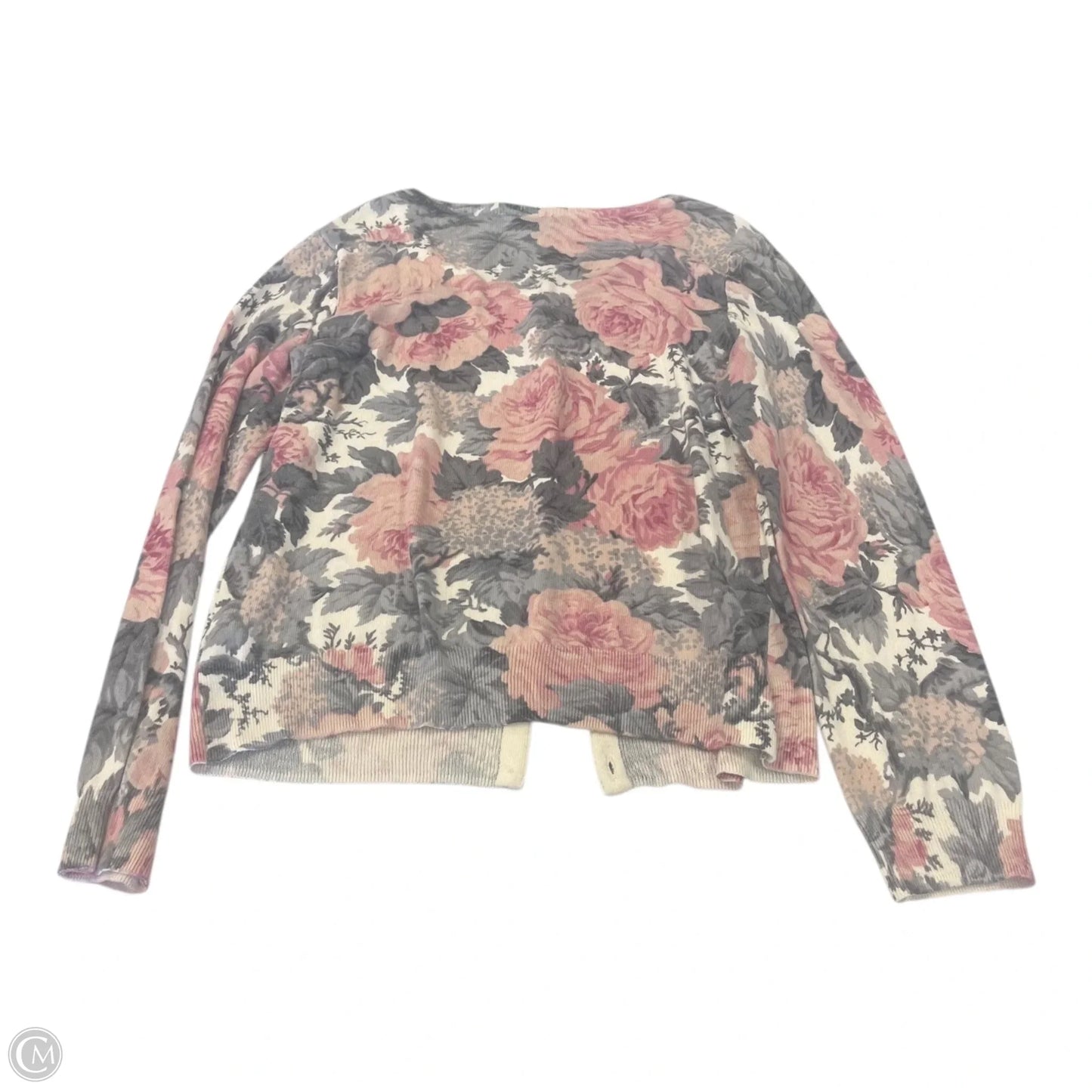 Sweater Cardigan By Talbots In Floral Print, Size: M