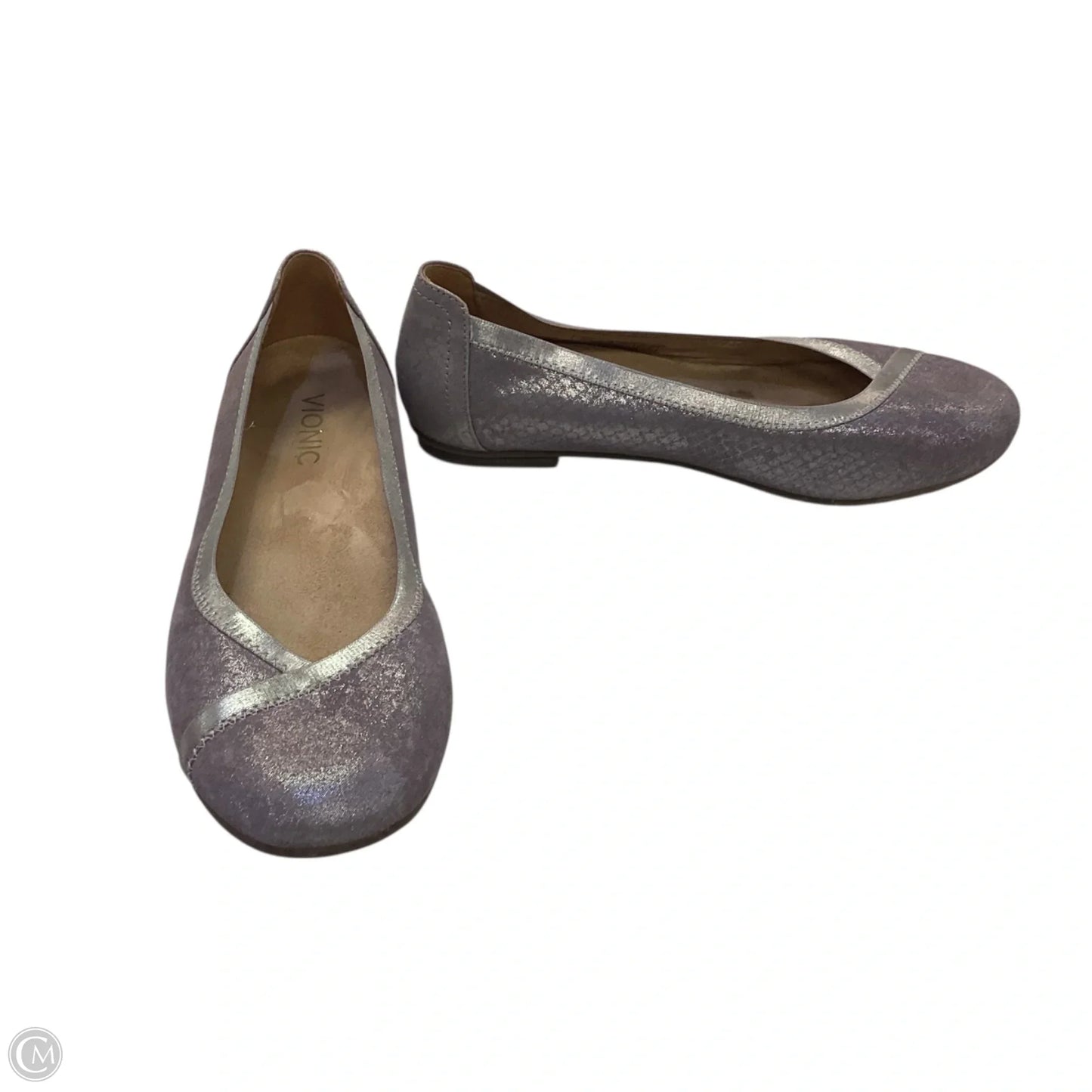 Shoes Flats By Vionic In Purple & Silver, Size: 7.5