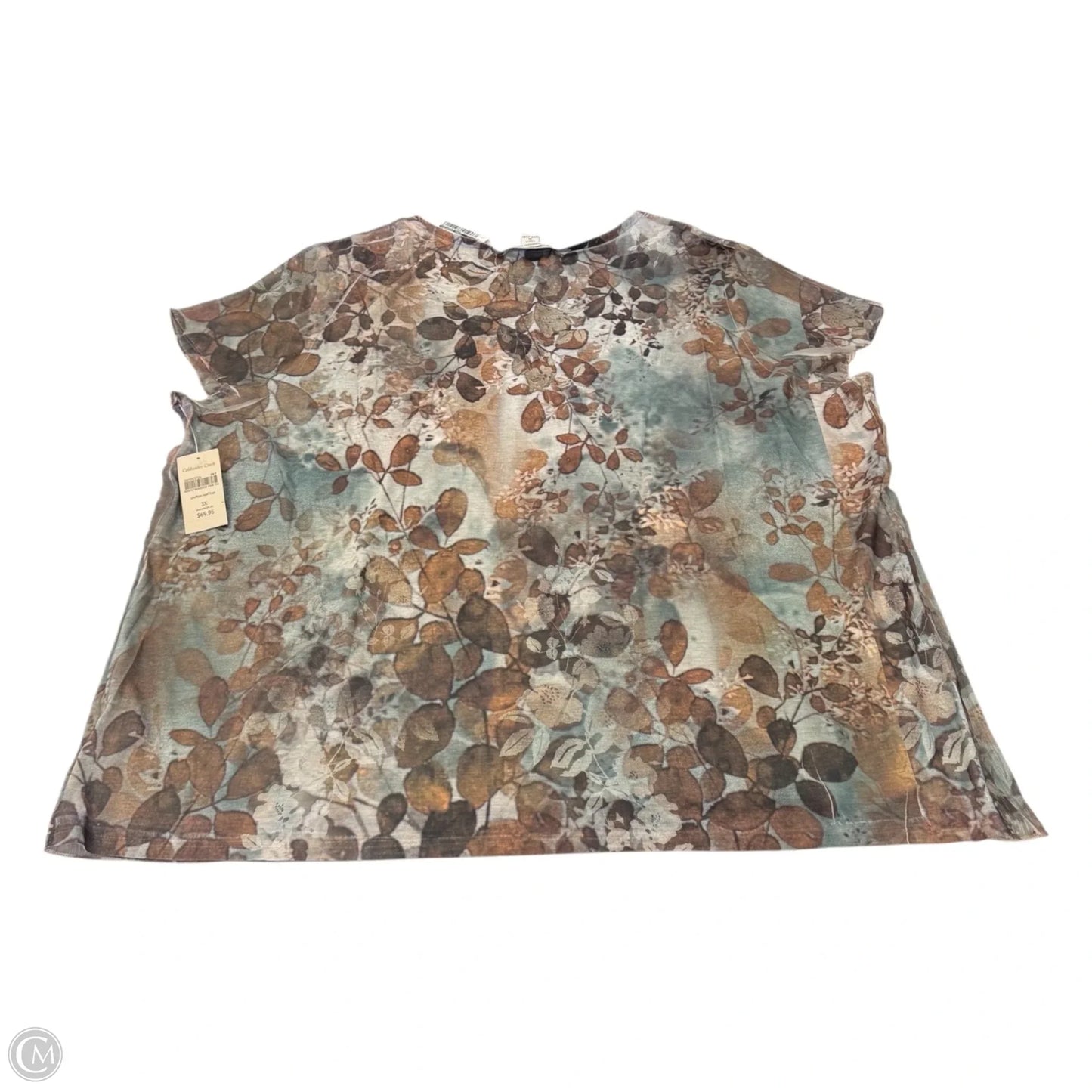 Top Short Sleeve By Coldwater Creek In Brown & Green, Size: 3x