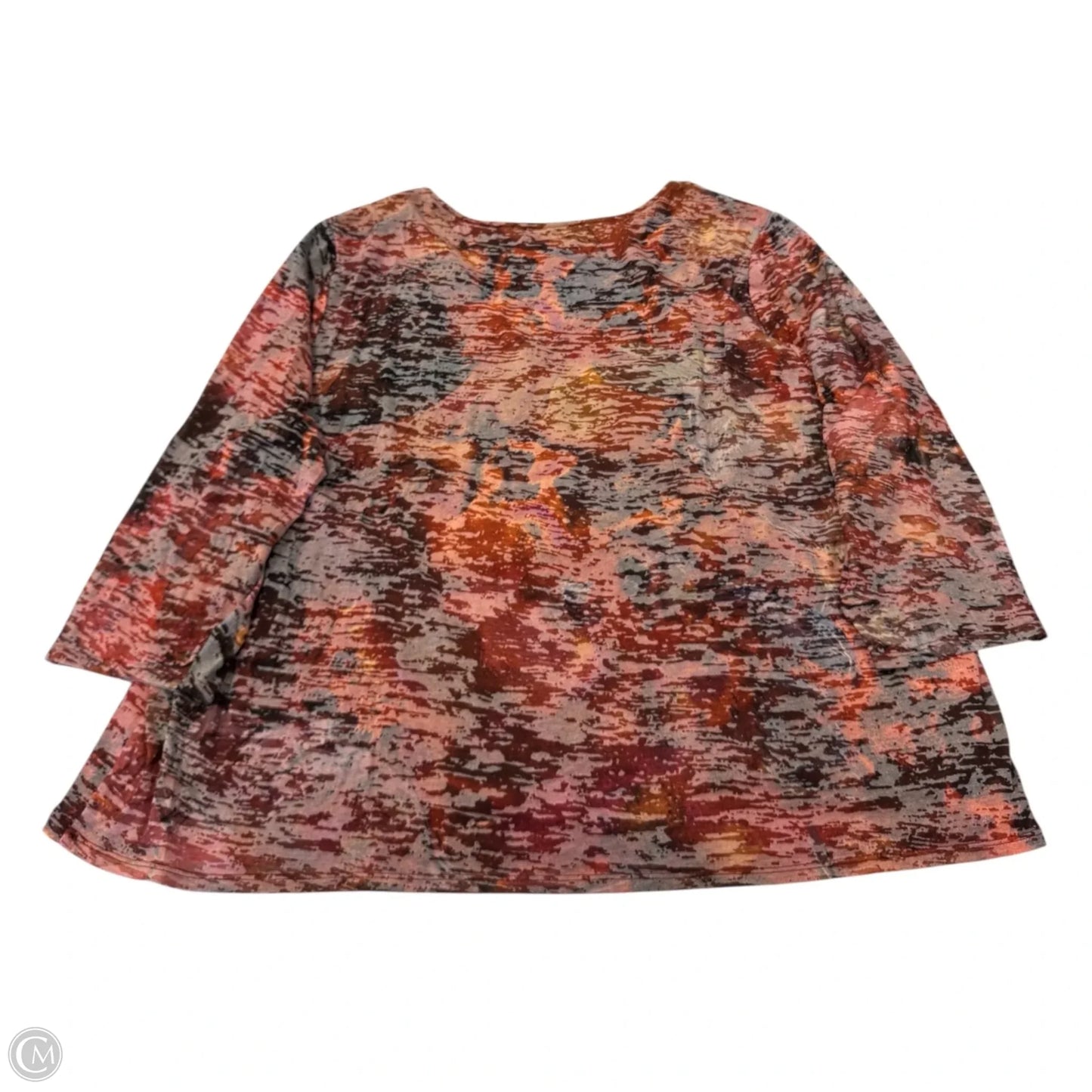 Top 3/4 Sleeve By Coldwater Creek In Brown & Orange, Size: 3x