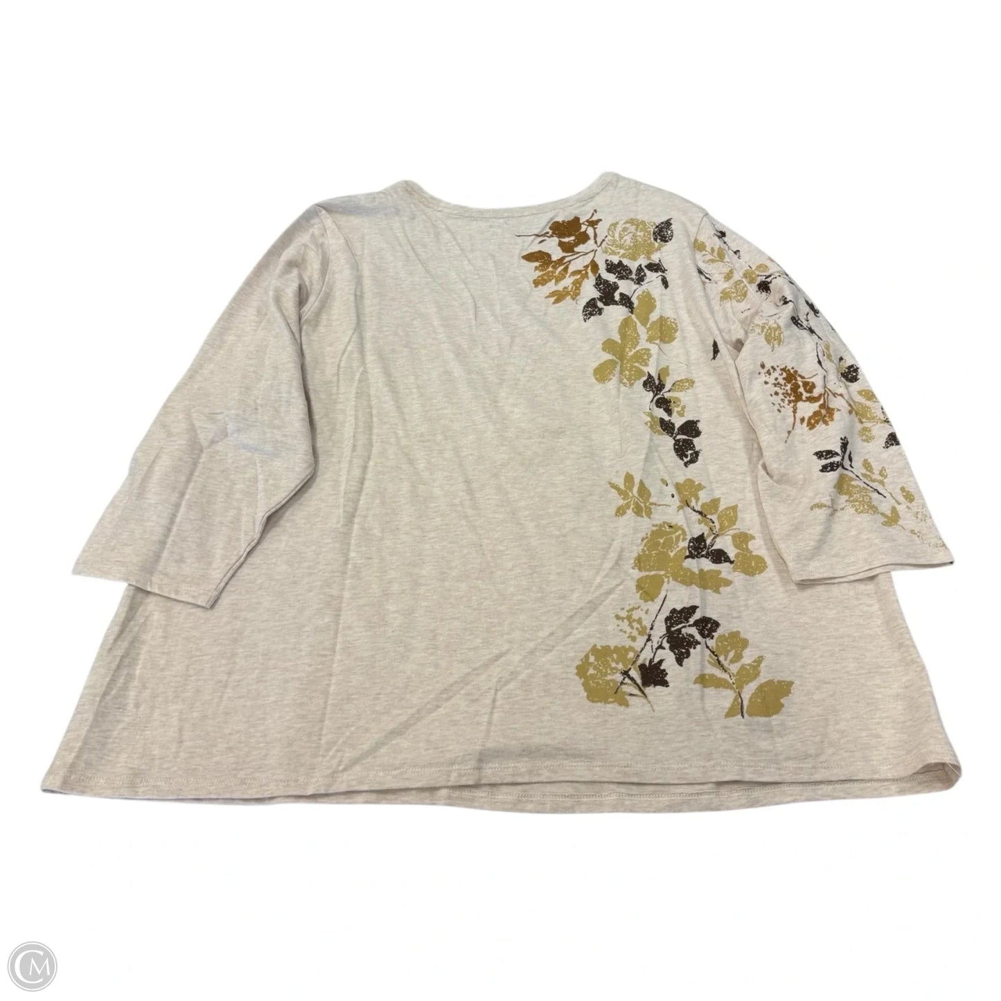 Top 3/4 Sleeve By Coldwater Creek In Gold & Tan, Size: 3x