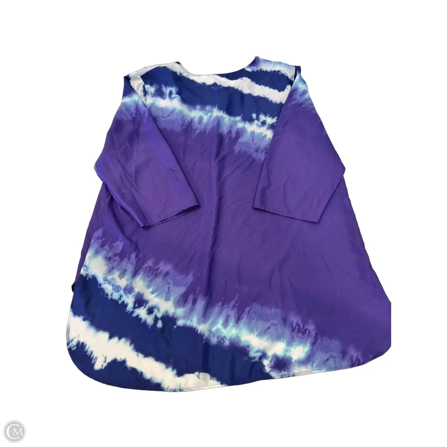 Top 3/4 Sleeve By Chicos In Blue & White, Size: L
