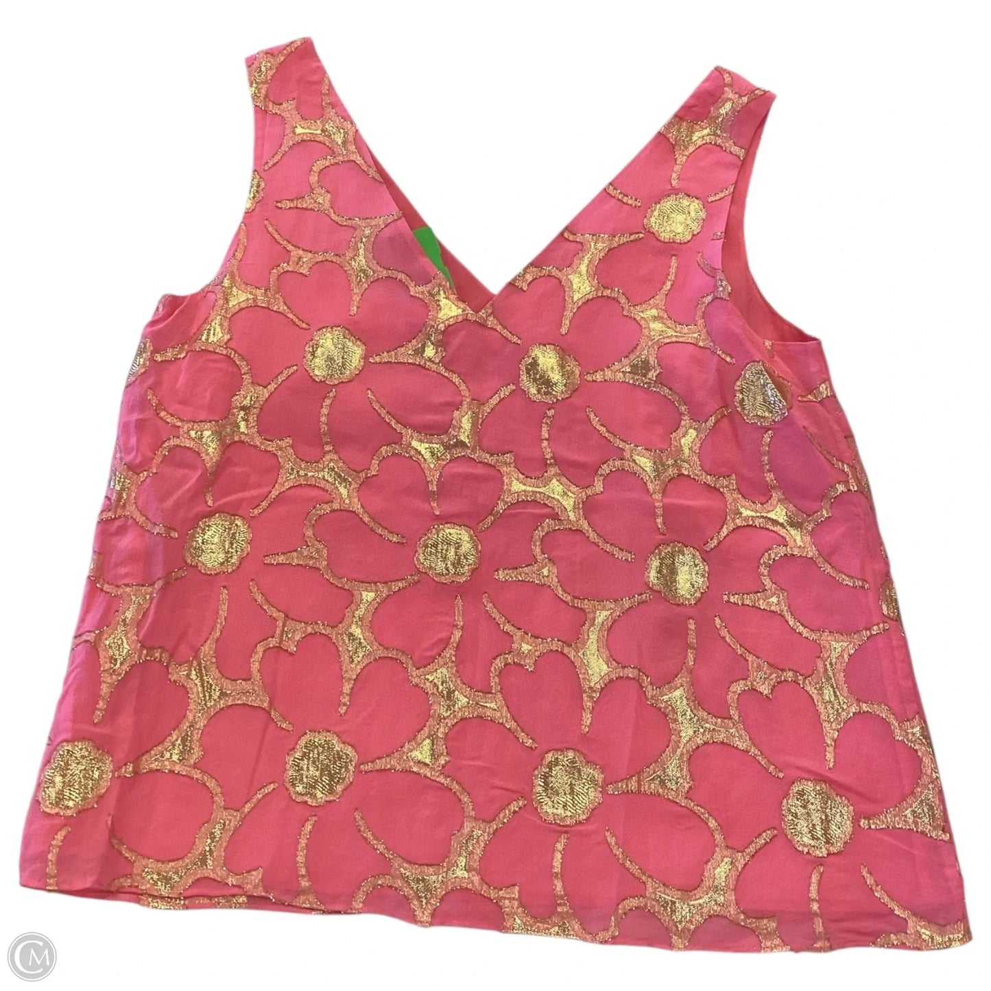 Top Sleeveless Designer By Lilly Pulitzer In Gold & Pink, Size: L