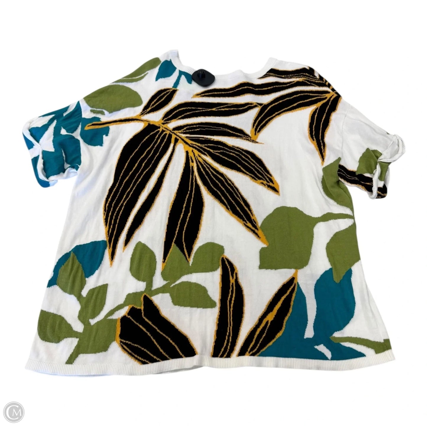 Top Short Sleeve By Chicos In Black & Green, Size: Xl