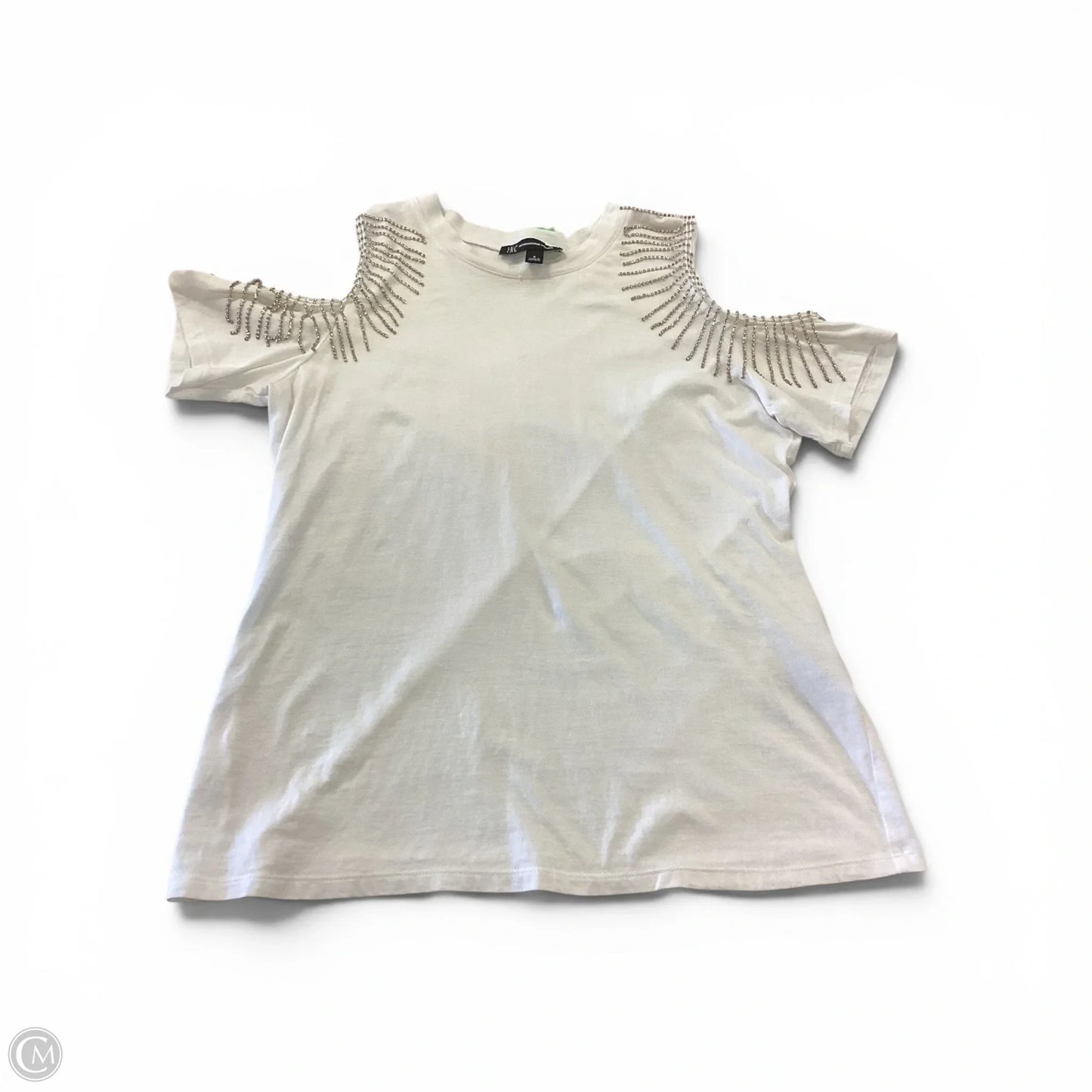 Top Short Sleeve By Inc In Silver & White, Size: S