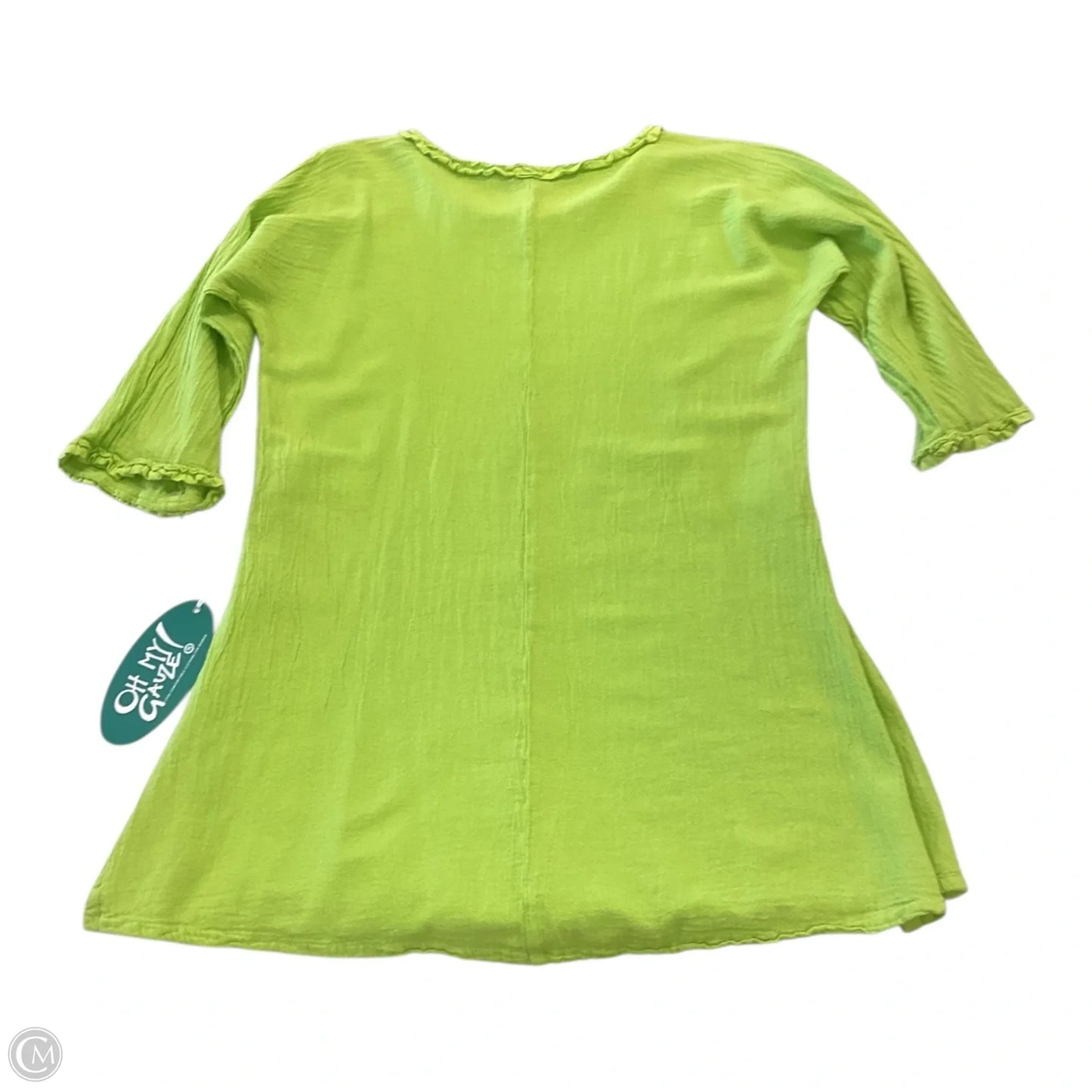 Top 3/4 Sleeve By Oh My Gauze In Green, Size: M