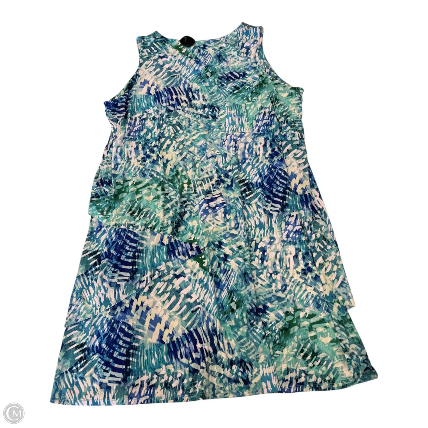 Dress Casual Midi By Susan Graver In Blue & Green, Size: 3x