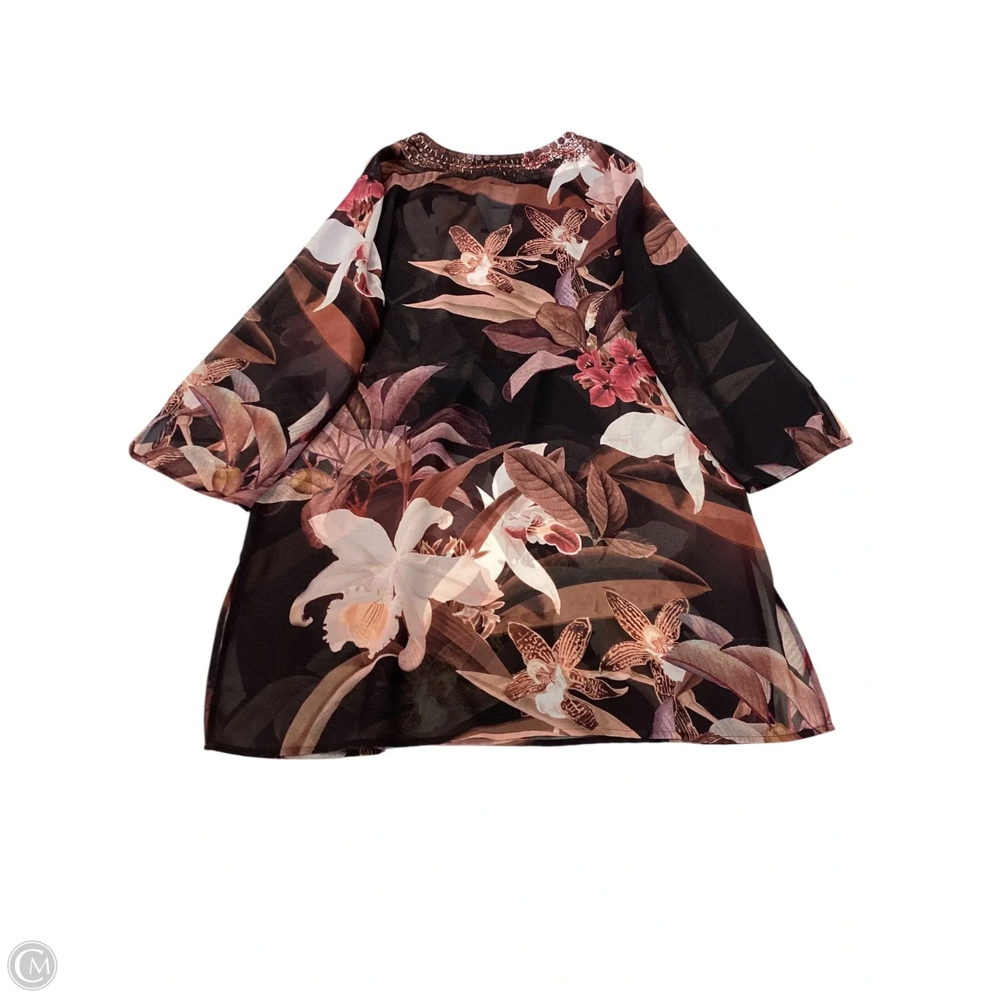 Top 3/4 Sleeve By Chicos In Floral Print, Size: M