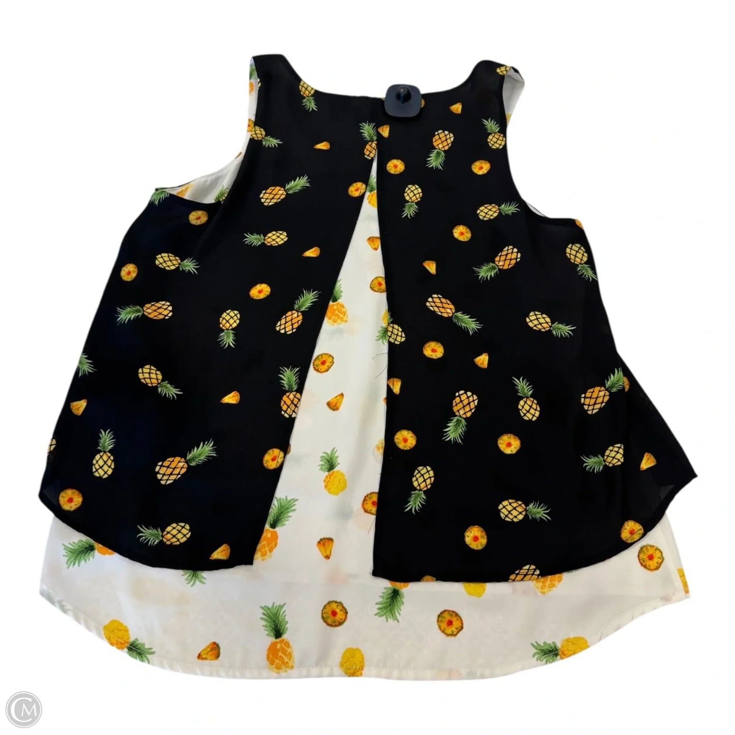 Top Sleeveless By Chenault In Black & Yellow, Size: S